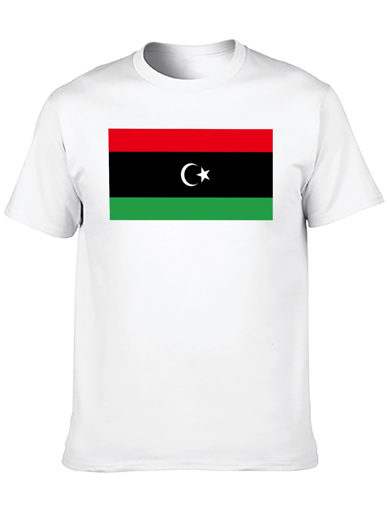 Black Libya Flag T-Shirt - Black Cotton Tee view 10