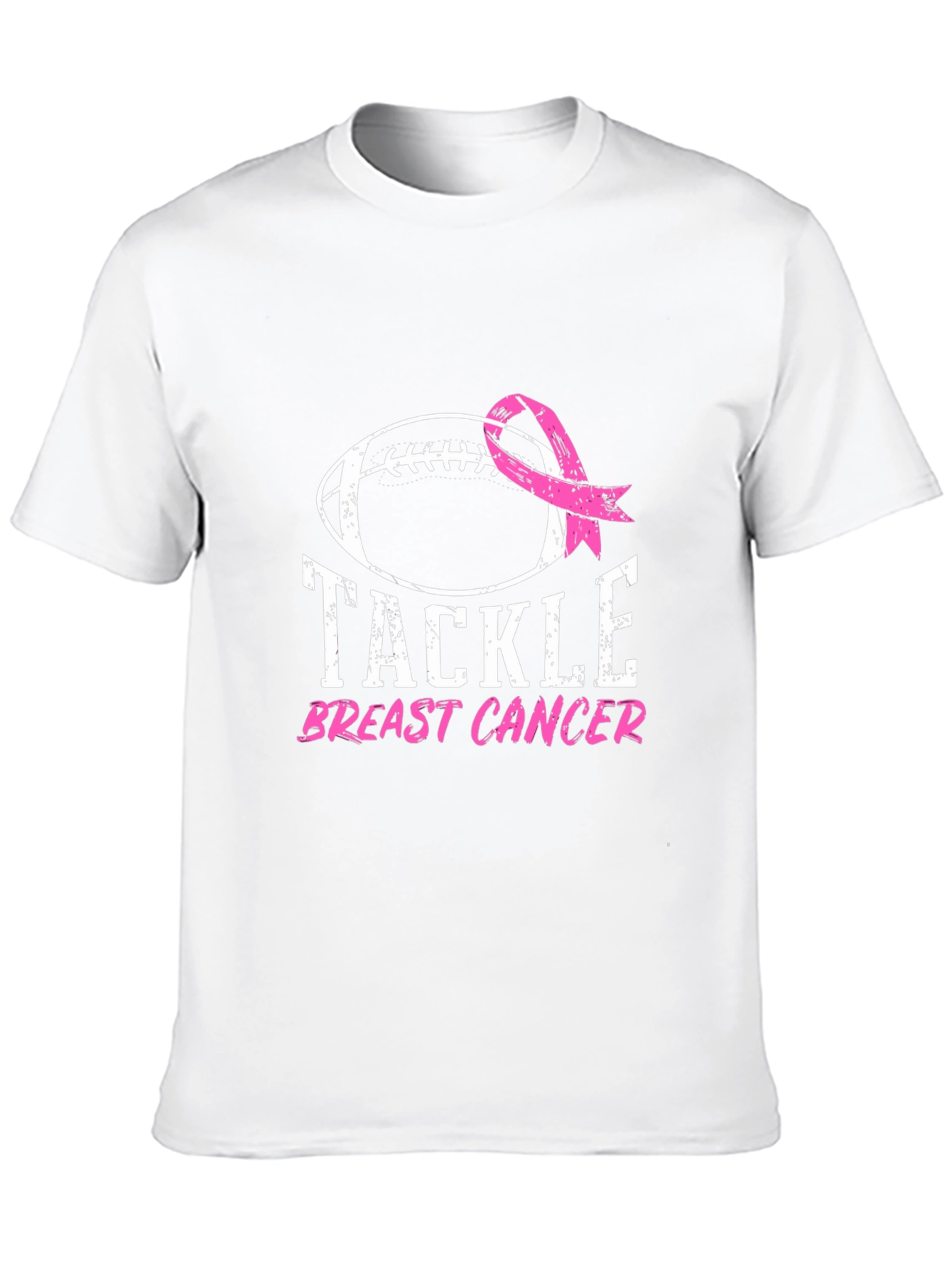 Black Tackle Breast Cancer Football Ribbon Awareness T-Shirt view 10