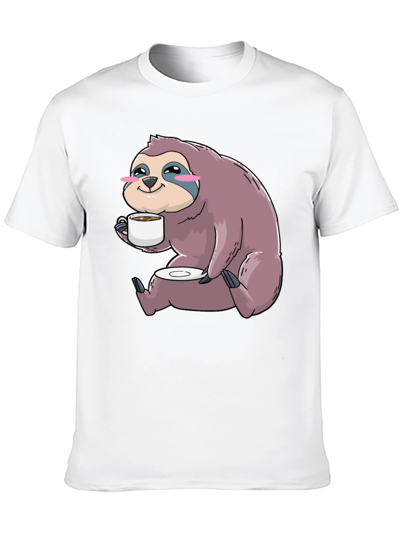 Black Sloth Coffee T-Shirt - Cute Cartoon Sloth Drinking Coffee view 10