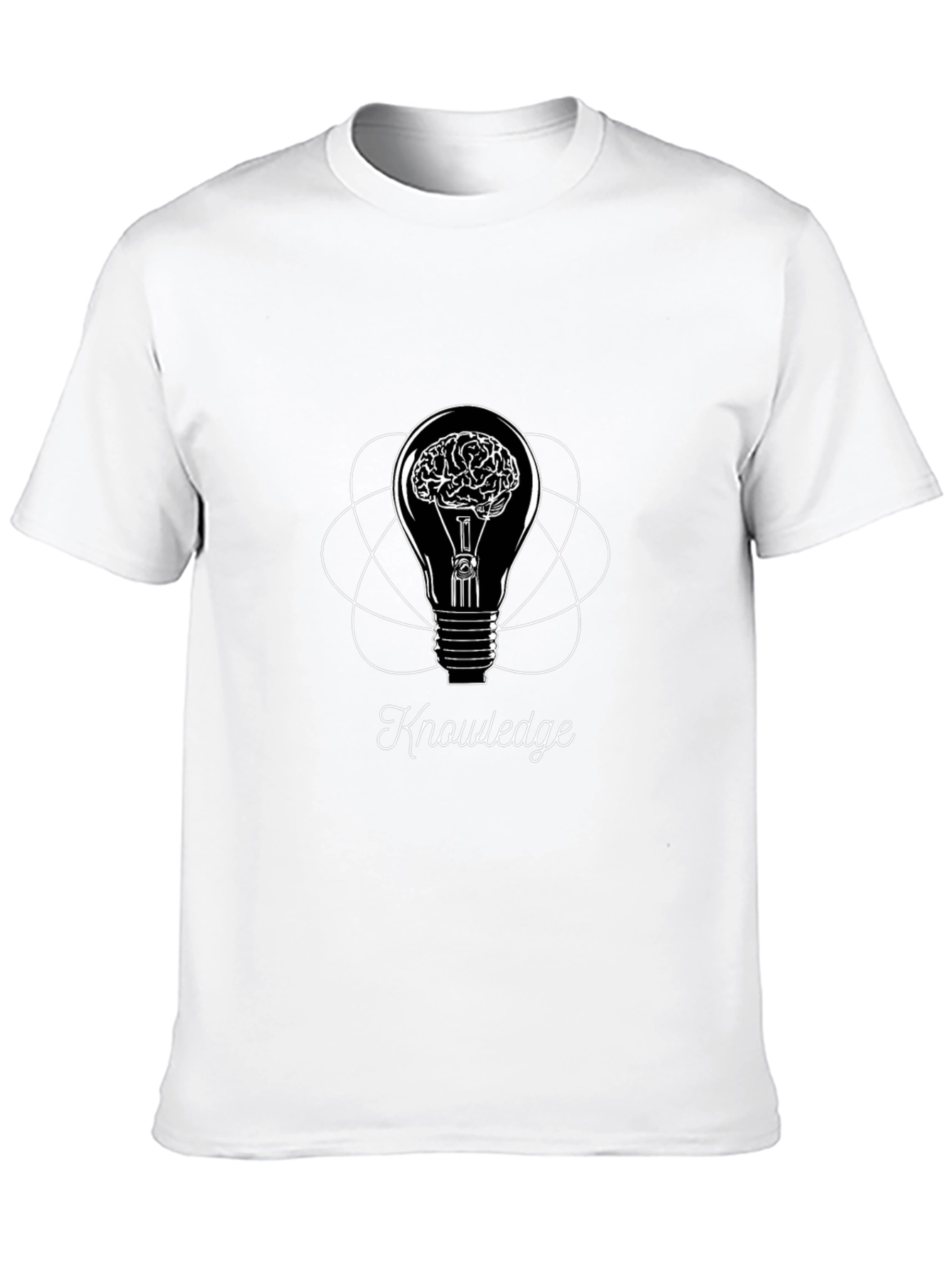 Black Knowledge Brain T-Shirt - Intelligent Lightbulb Tee view 10