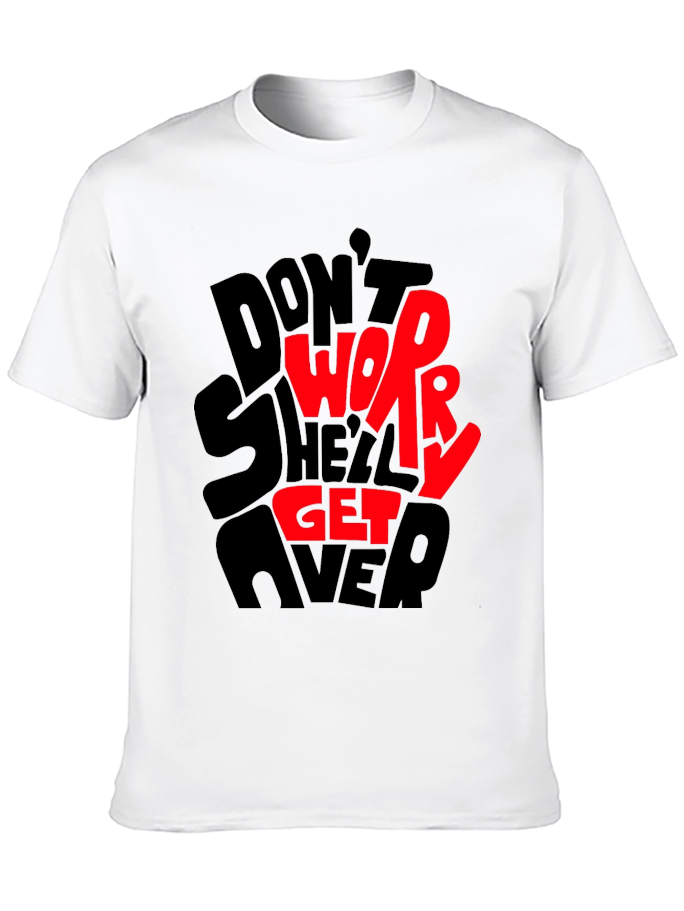 Black Don't Worry T-Shirt - Graphic Print Tee view 10