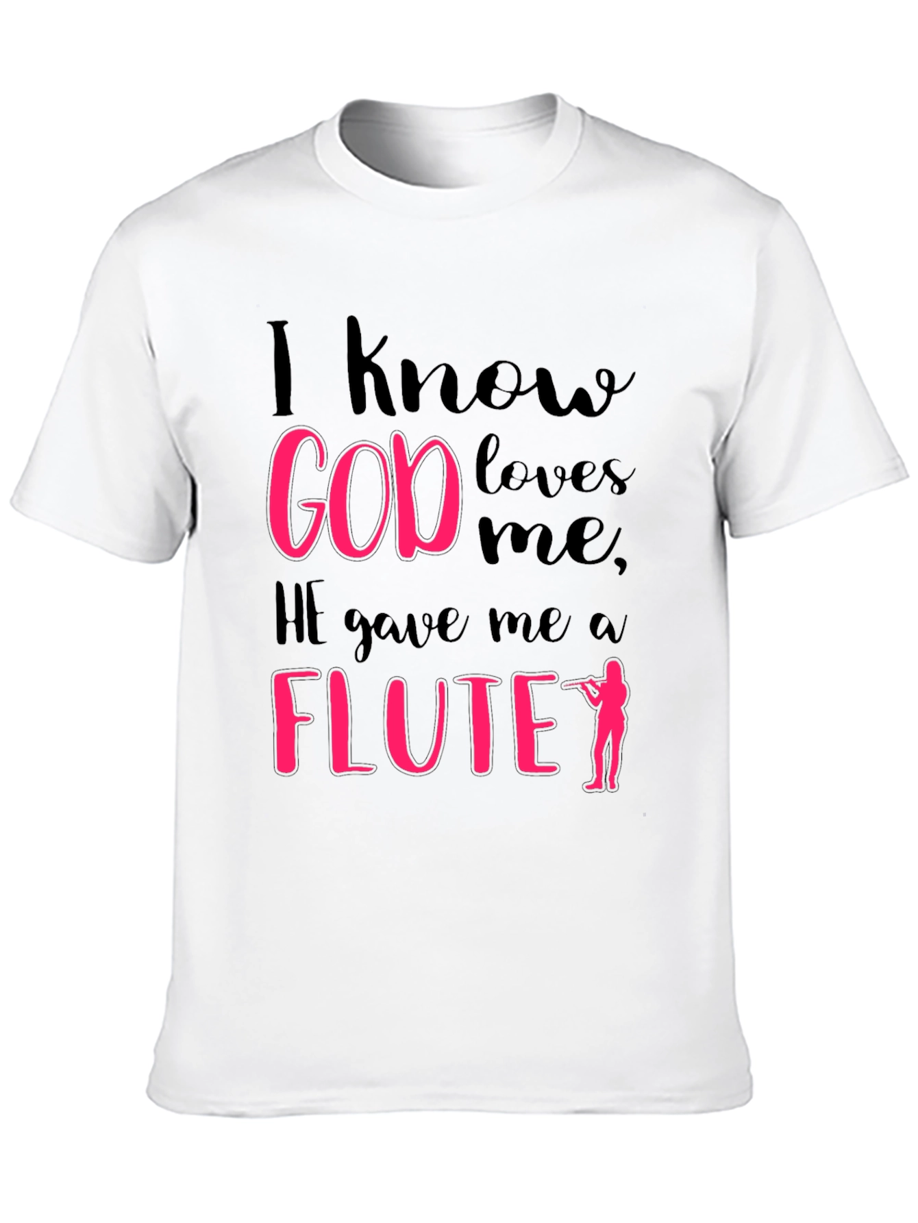 Black I Know God Loves Me Flute Player T-Shirt view 10