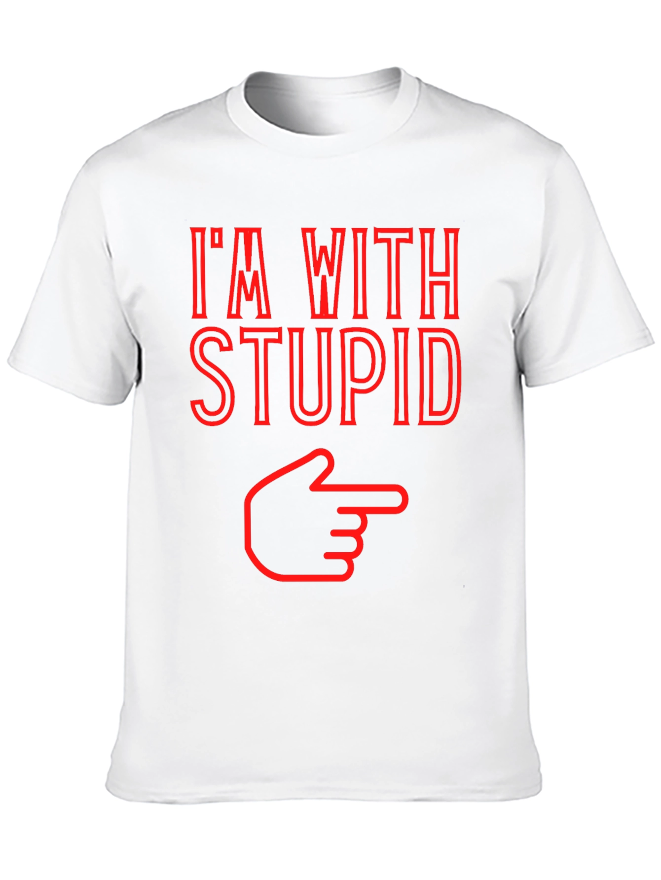 Black I'm With Stupid Funny Graphic Tee - Pointing Finger T-Shirt view 10