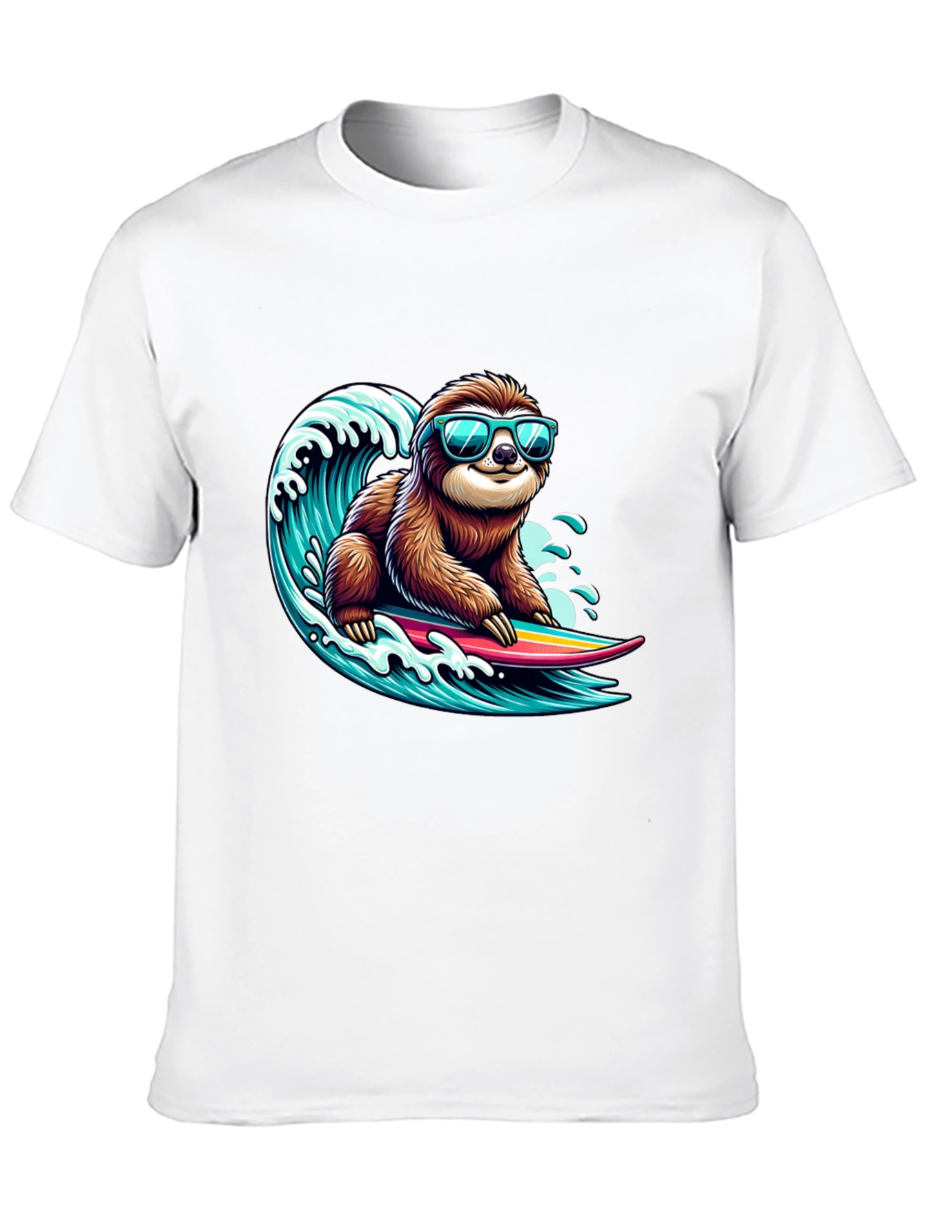 Black Surfing Sloth Graphic Tee - Cool Black T-Shirt view 10