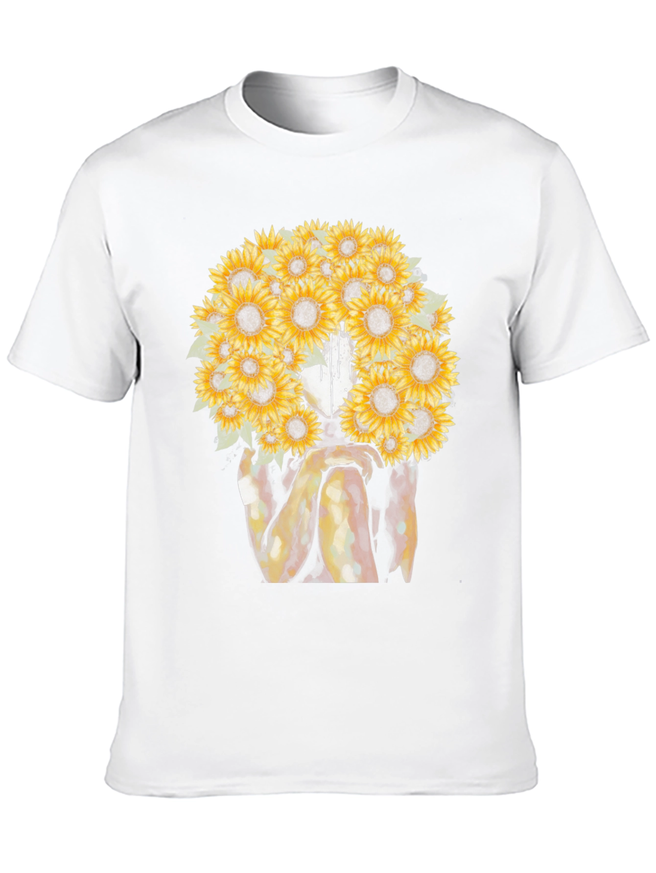 Black Sunflower Woman Graphic T-Shirt - Artistic Black Tee view 10