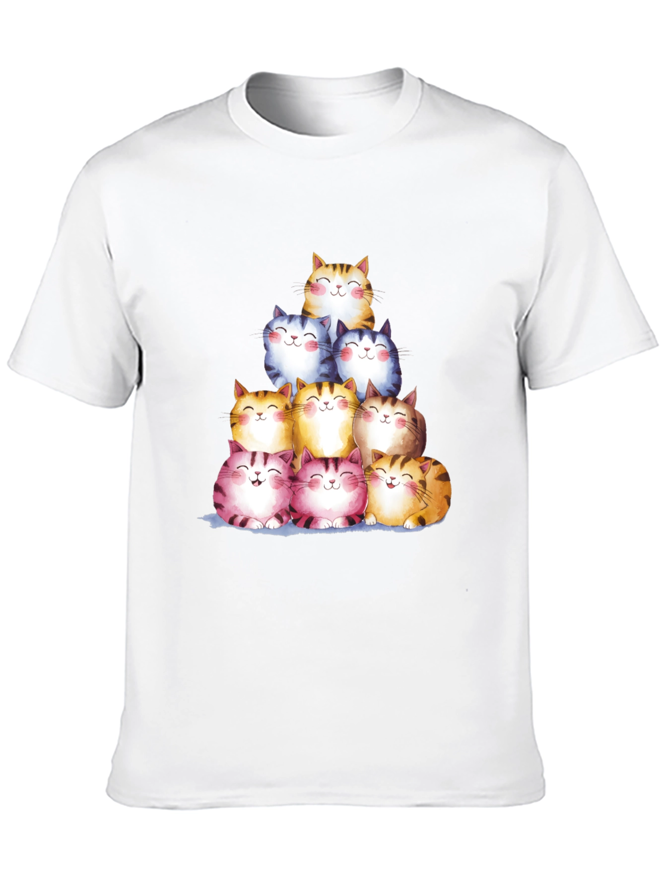 Black Stacked Smiling Cats Graphic Tee - Black view 10