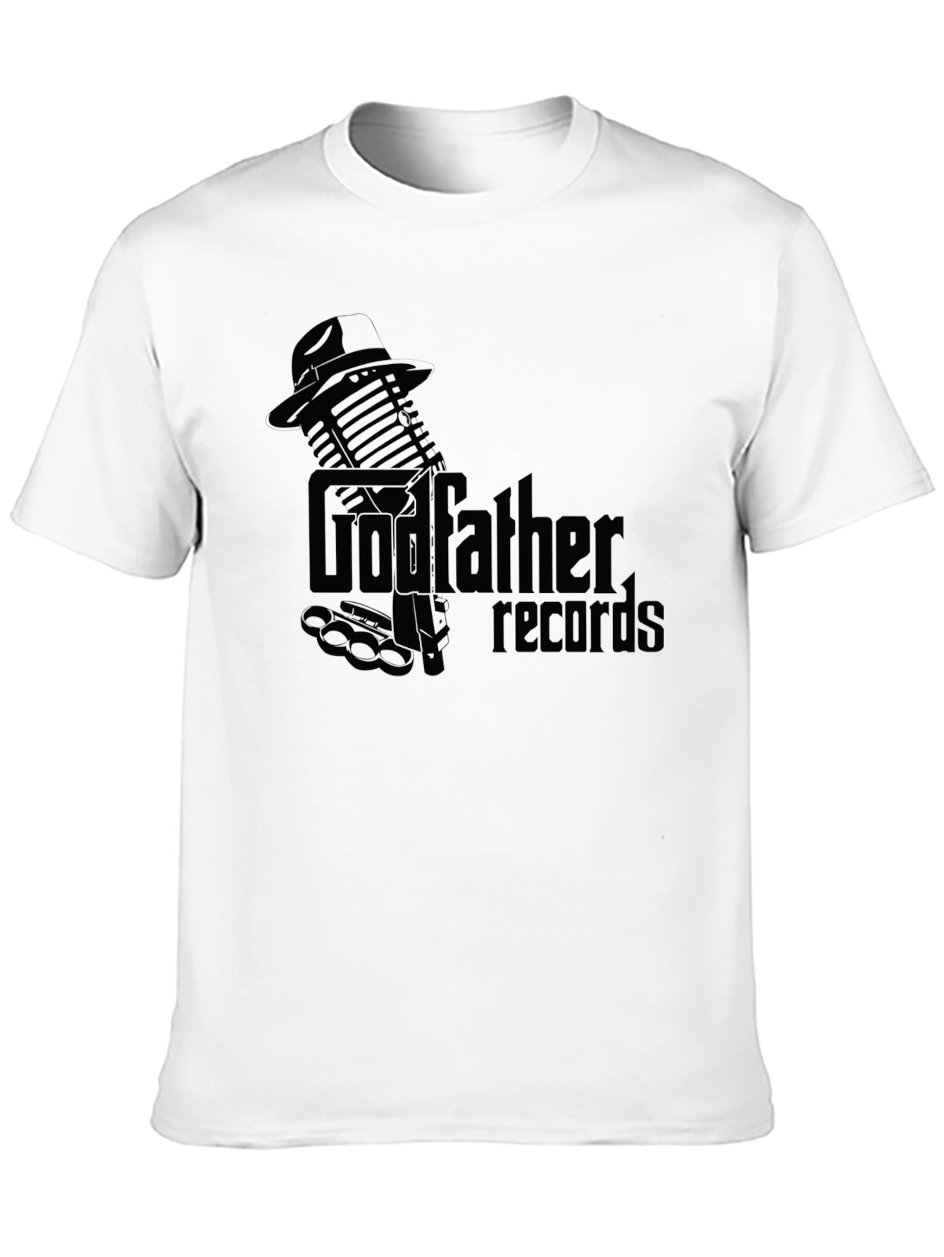 Black Godfather Records Graphic Tee - Vintage Microphone Design view 10