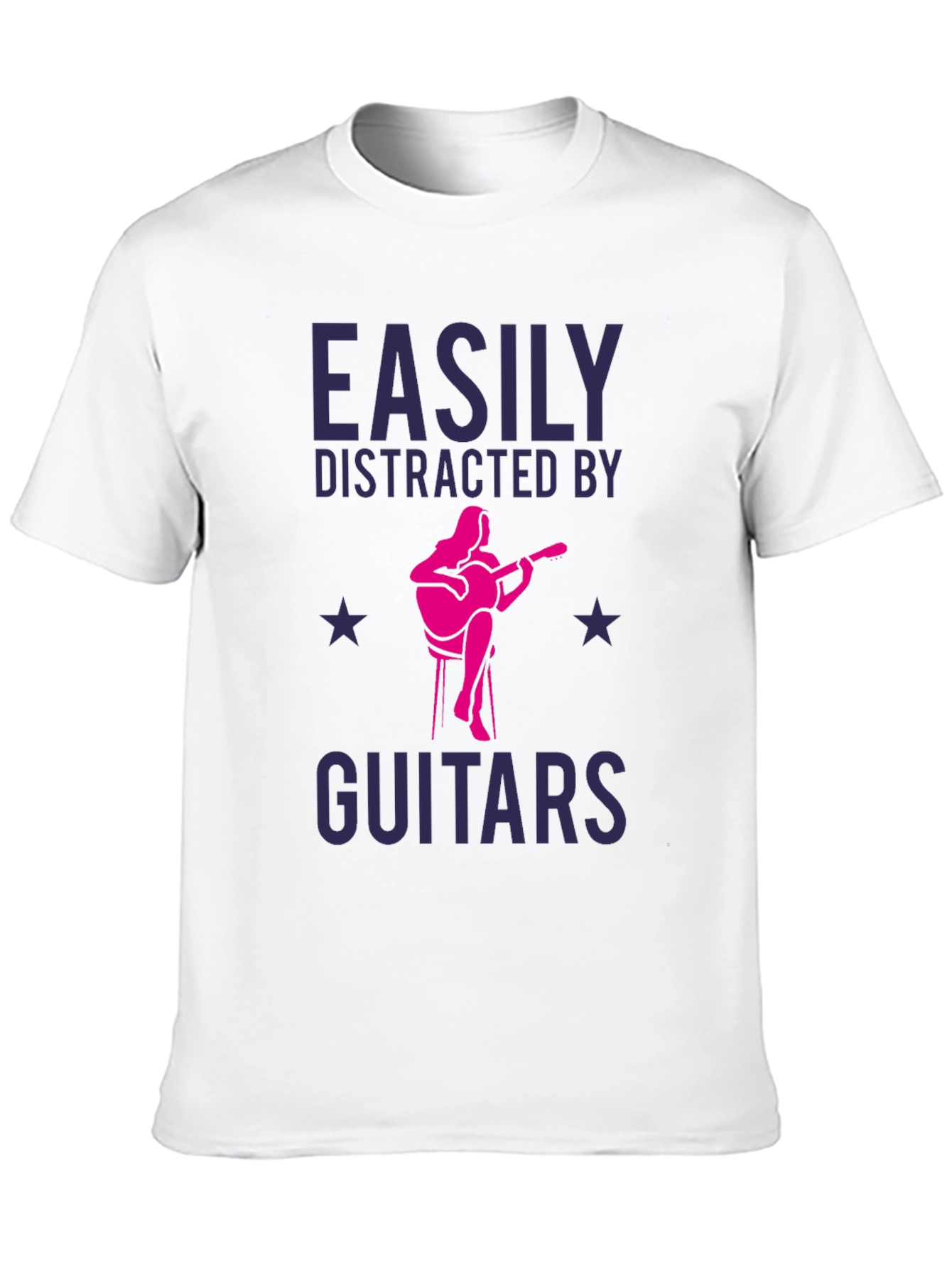 Black Easily Distracted By Guitars T-Shirt view 10