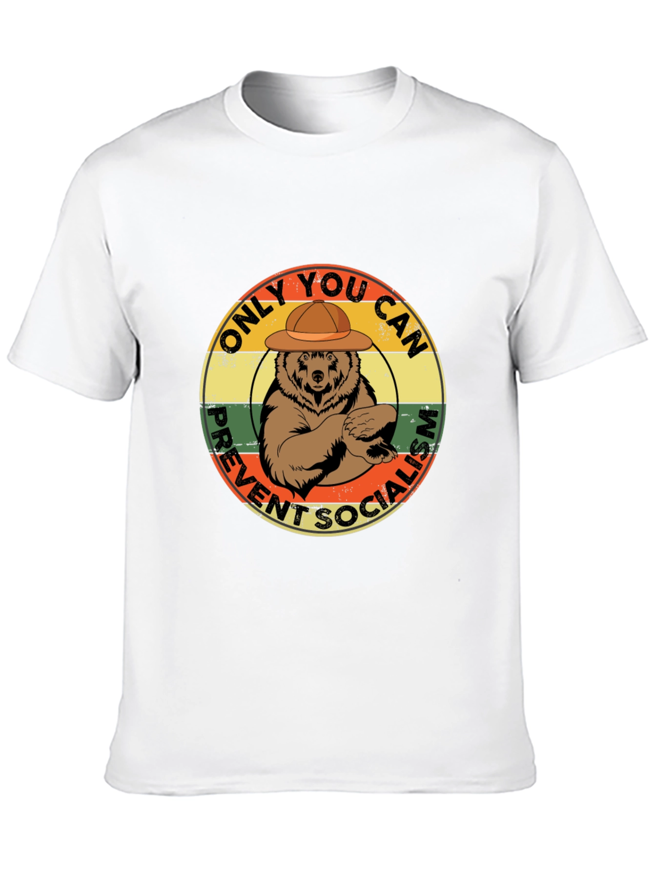 Black Smokey Bear Prevent Socialism T-Shirt view 10