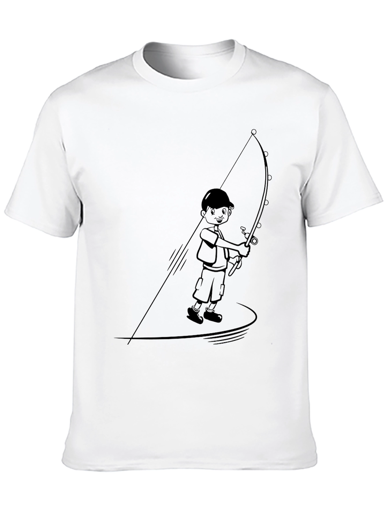 Black Boy Fishing Graphic Tee - Black Cotton Blend view 10