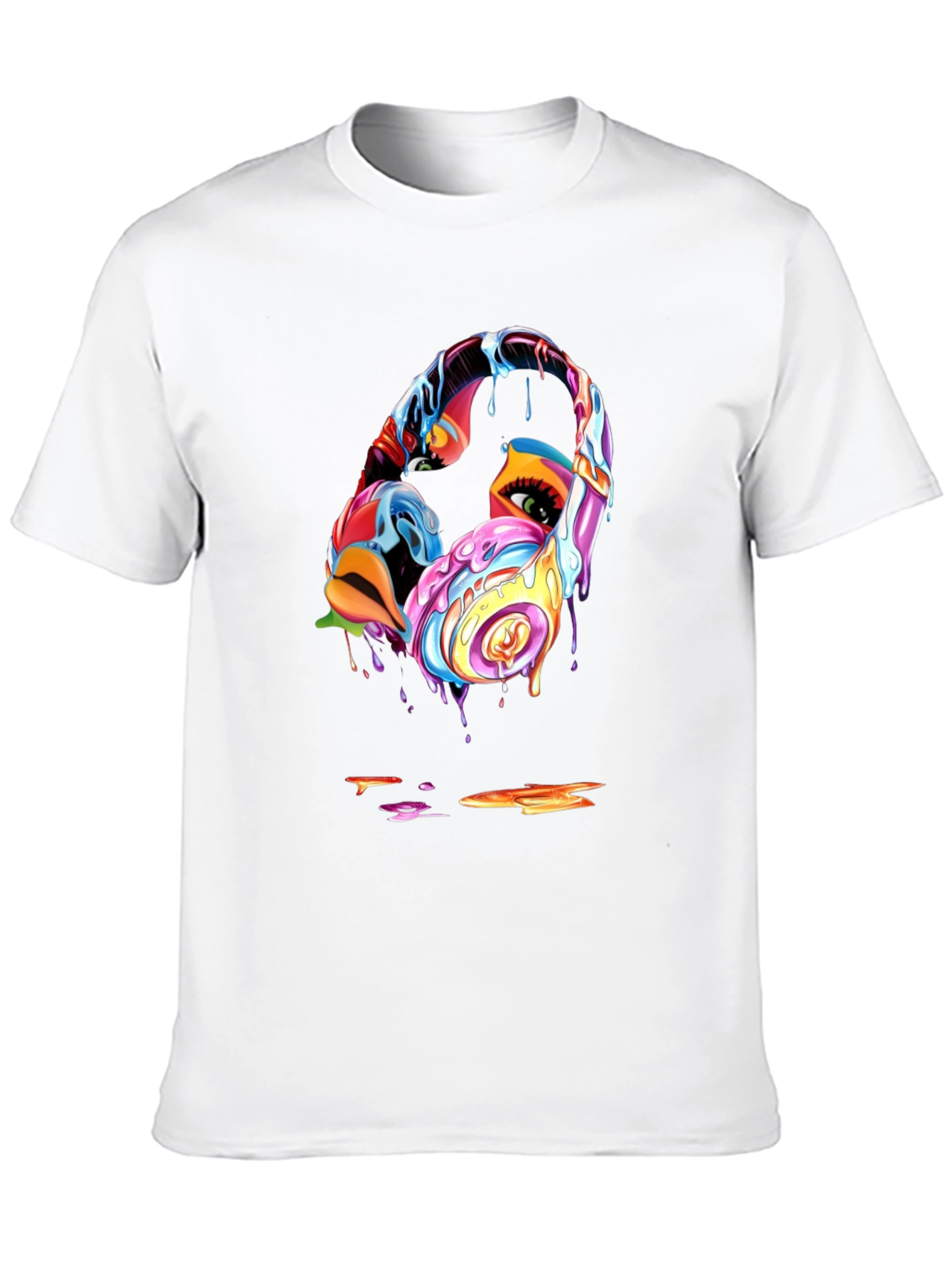 Black Abstract Headphones Graphic T-Shirt view 10