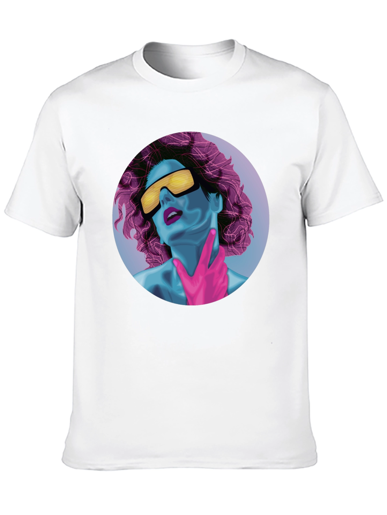 Black Retro Synthwave Graphic Tee - Black Cotton T-Shirt view 10