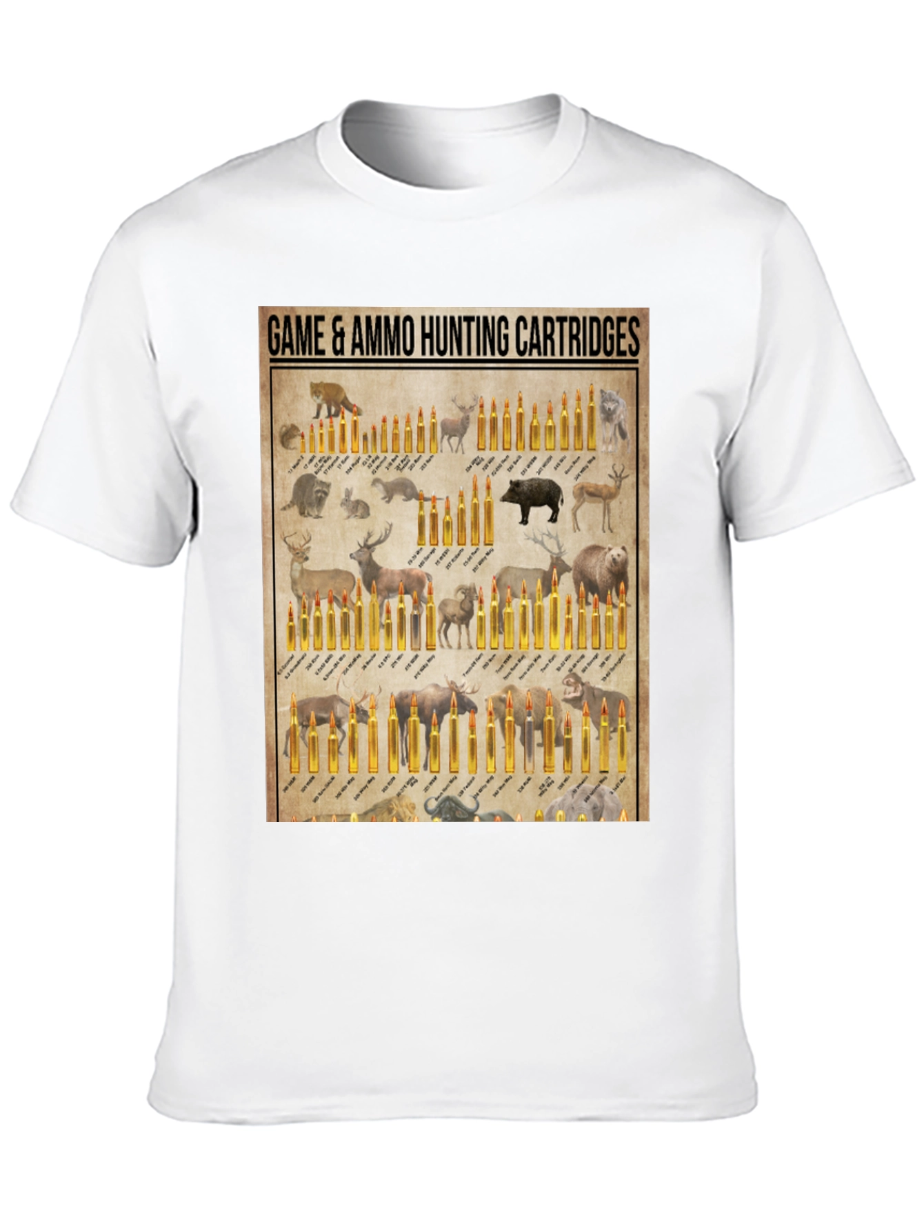 Black Hunting Cartridge T-Shirt - Game and Ammo Design view 10