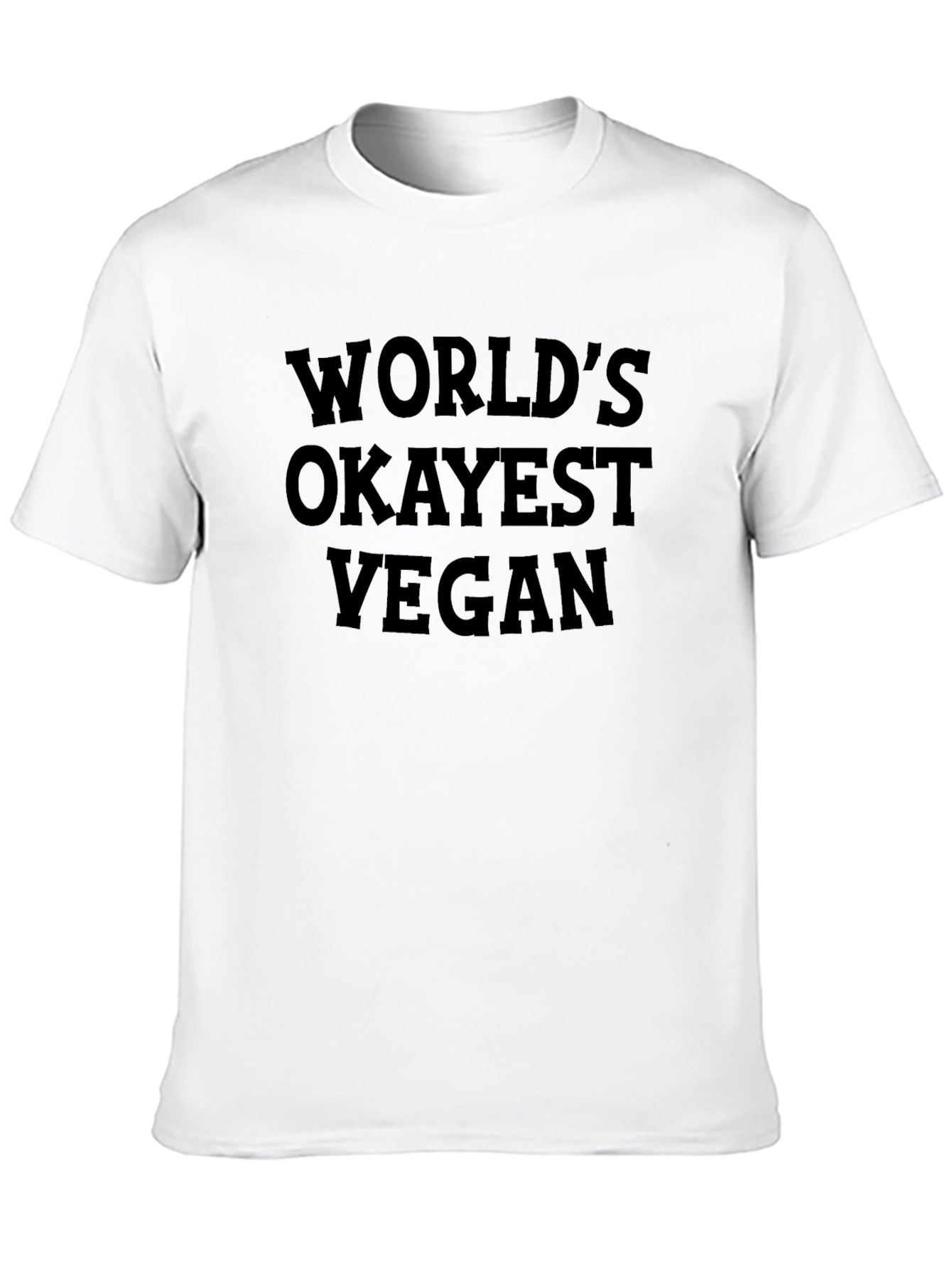 Black World's Okayest Vegan Funny T-Shirt view 10