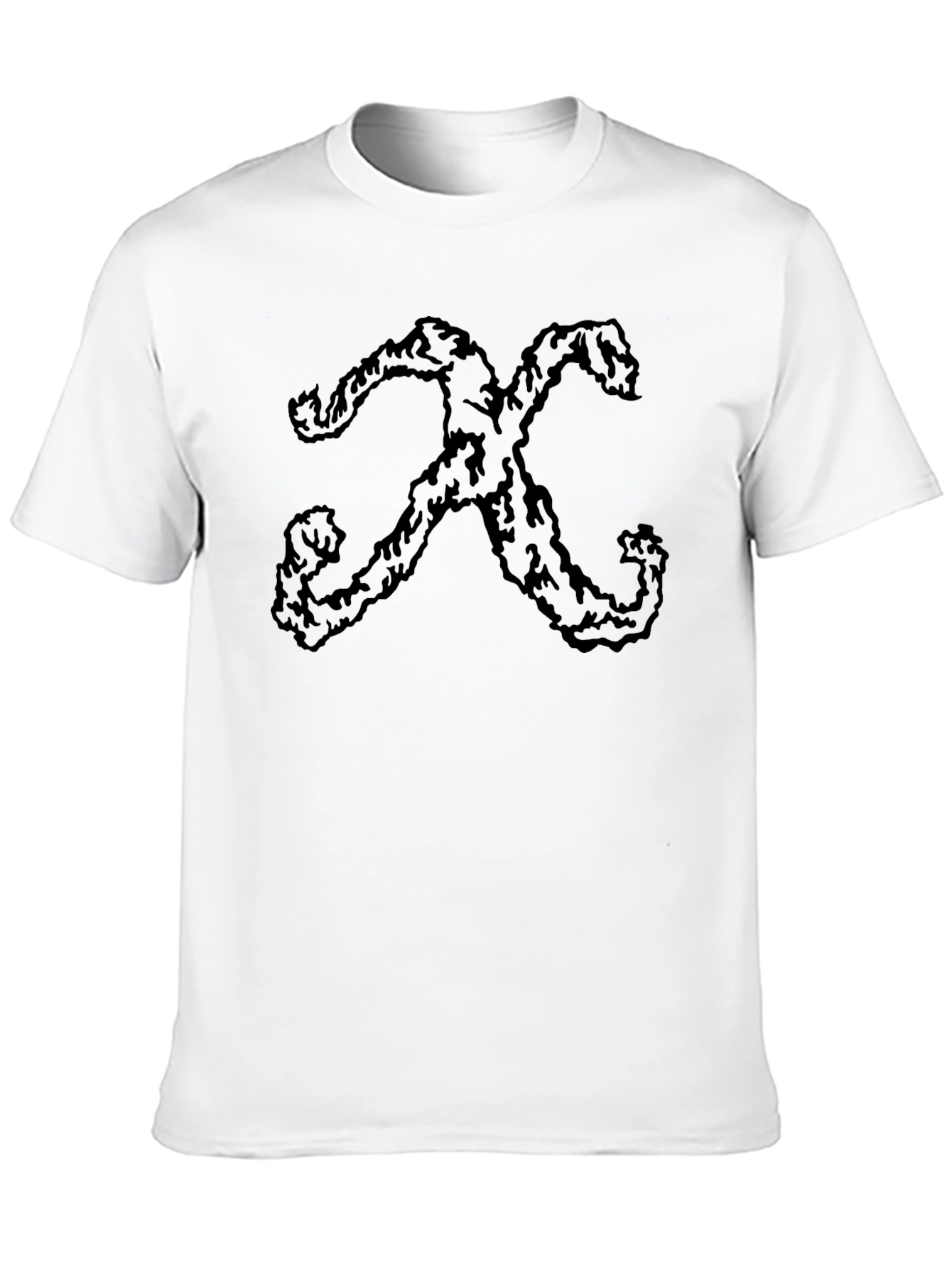 Black Abstract 'X' Graphic Print Black Crew Neck T-Shirt view 10