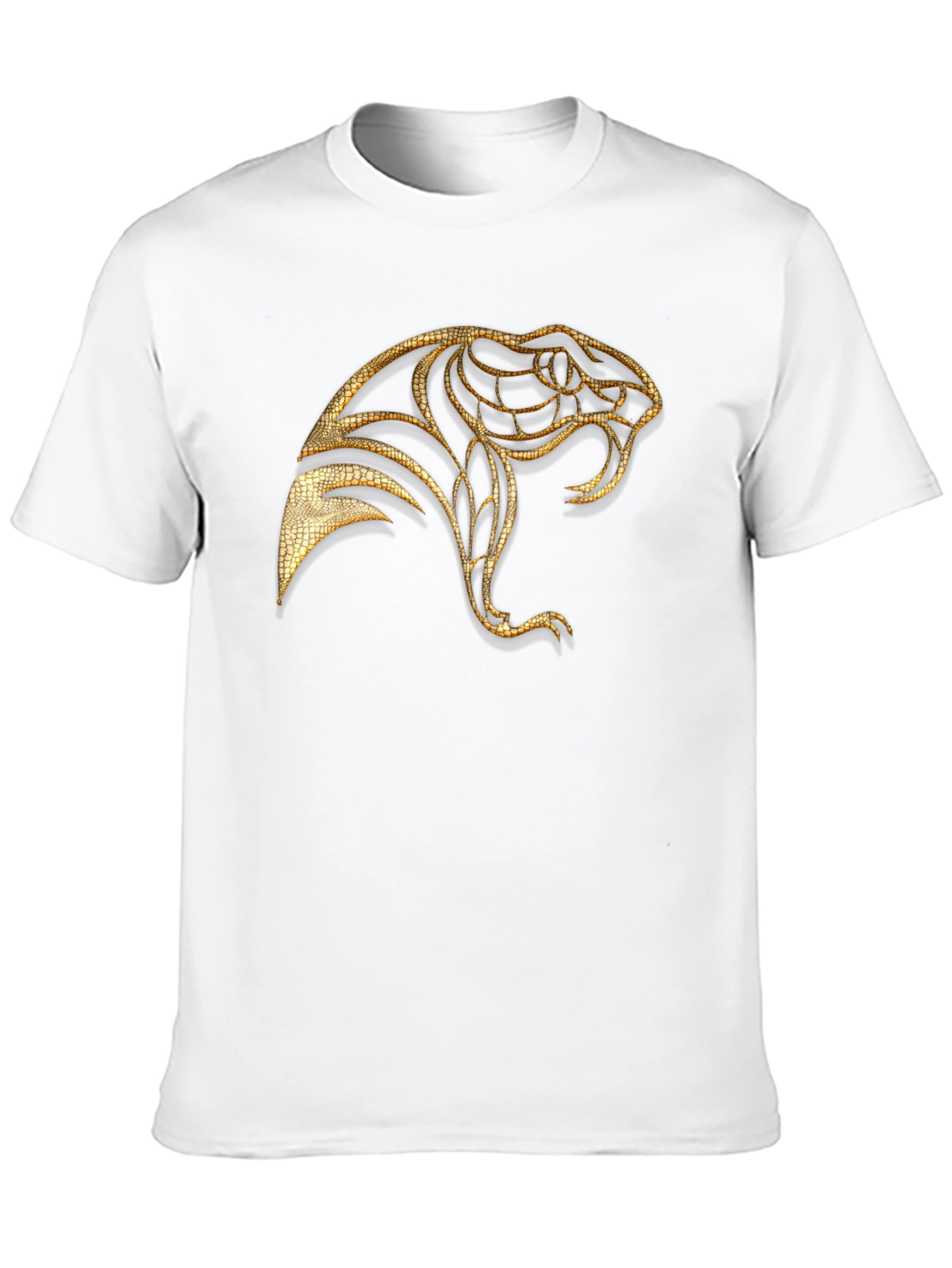 Black Men's Black T-Shirt with Golden Snake Design view 10