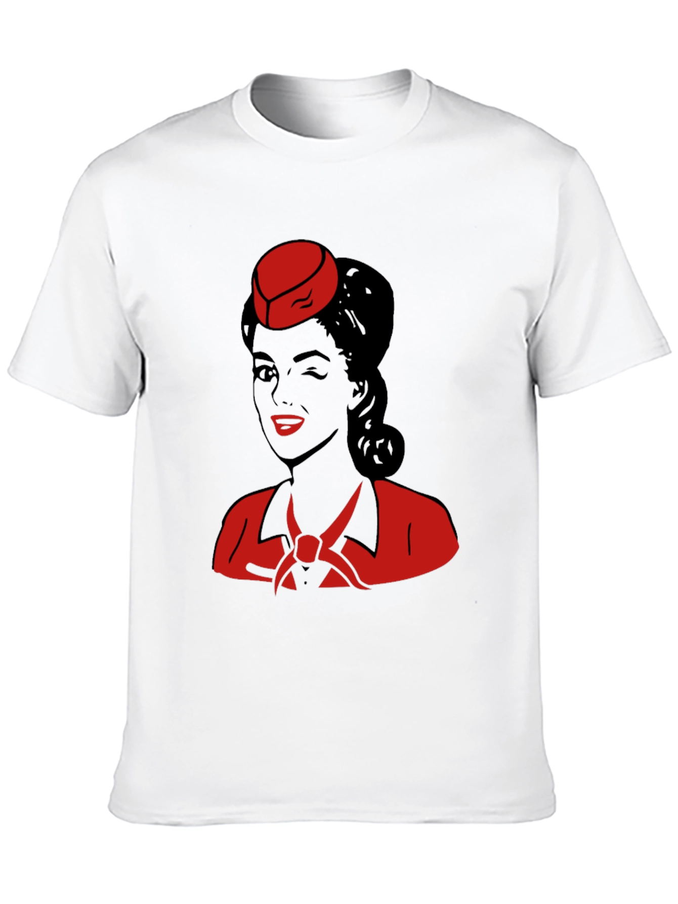 Black Retro Flight Attendant Graphic T-Shirt view 10