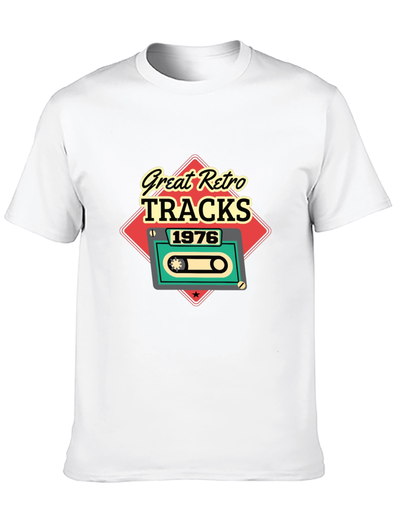 Black Great Retro Tracks 1976 Graphic T-Shirt view 10