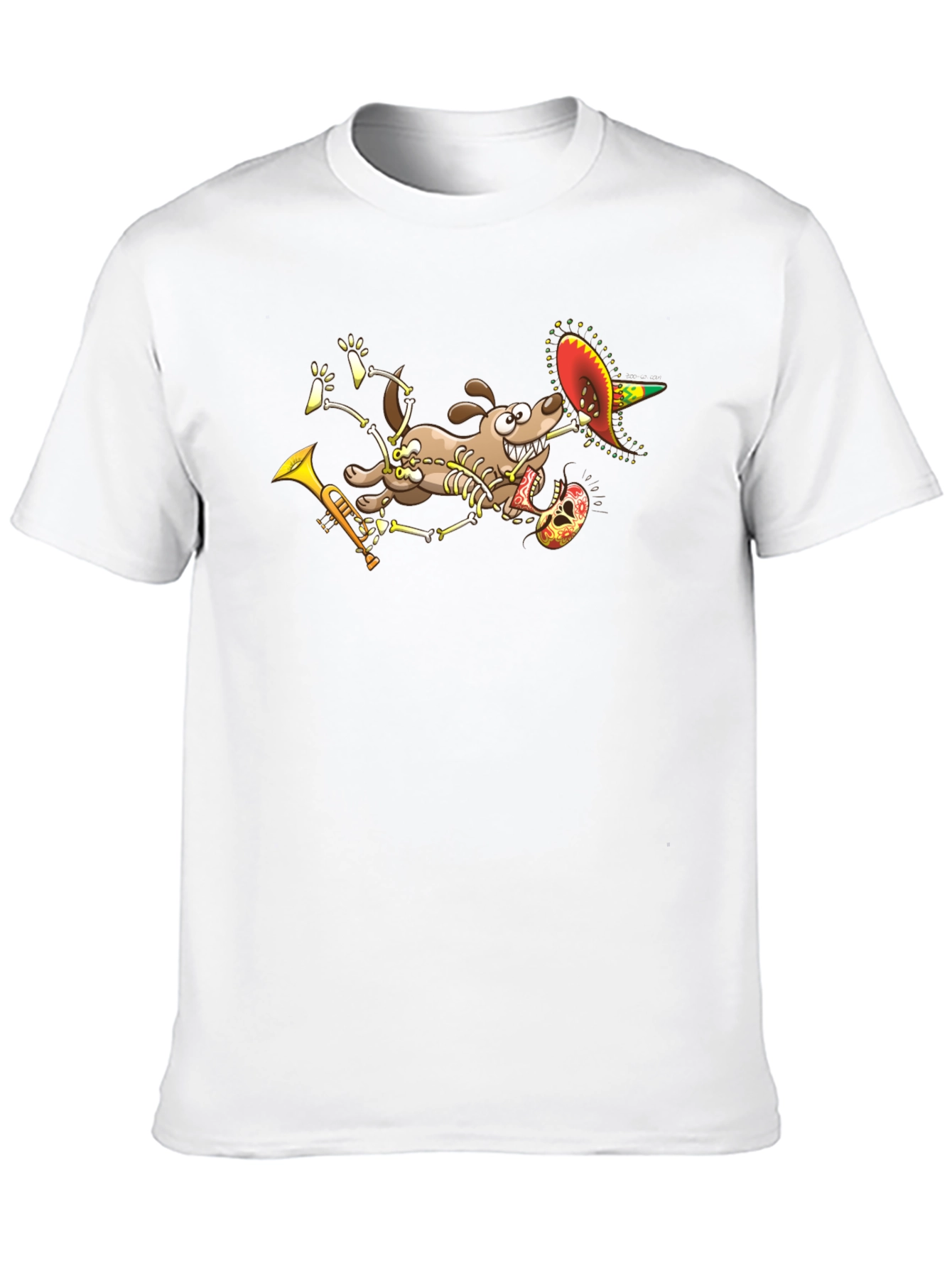 Black Skeleton Dog Sombrero T-Shirt view 10