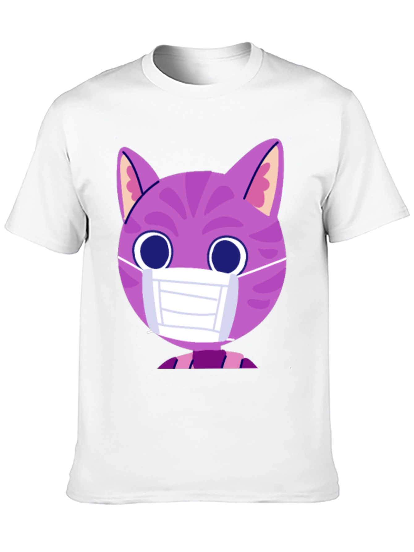 Black Cute Cat in Mask Graphic Tee - Unisex Black T-Shirt view 10