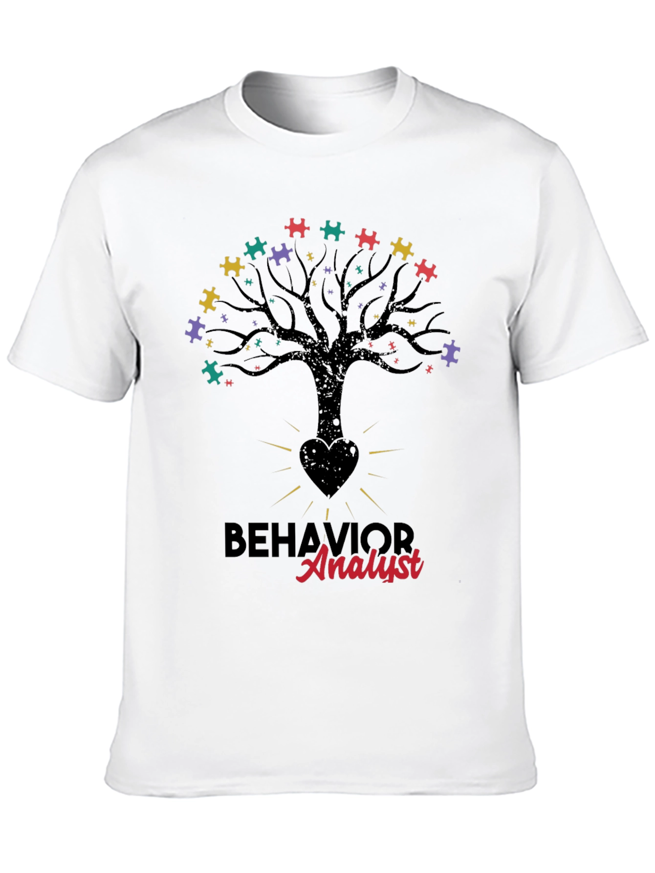 Black Behavior Analyst Tree Puzzle T-Shirt view 10