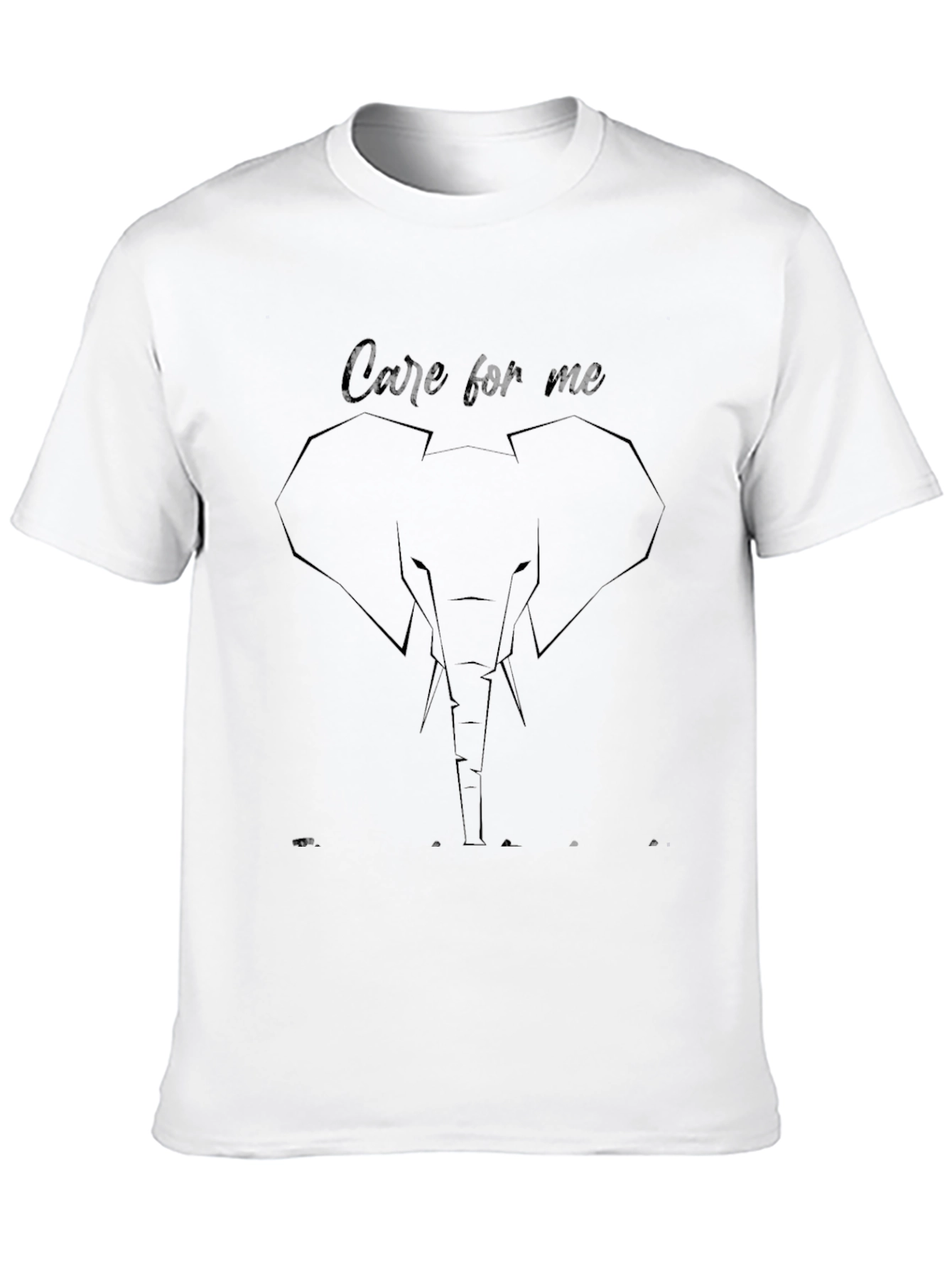 Black Care For Me Graphic Tee - Black, Minimalist Elephant Design view 10