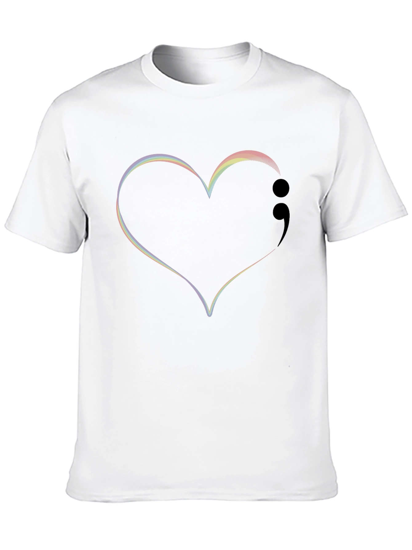 Black Heart Semicolon Rainbow T-Shirt view 10