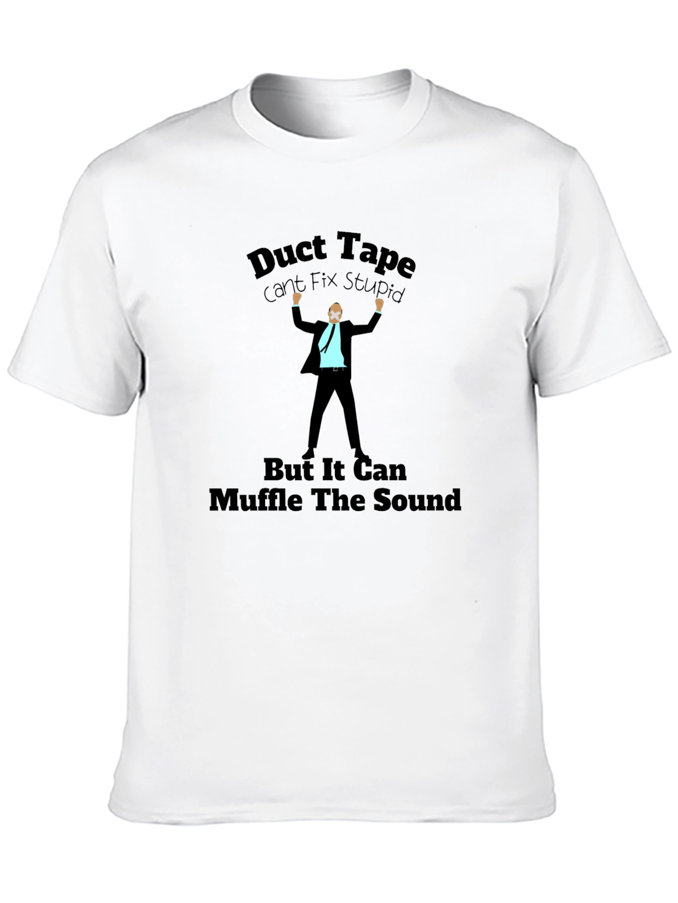 Black Duct Tape T-Shirt: Can't Fix Stupid Humor Tee view 10