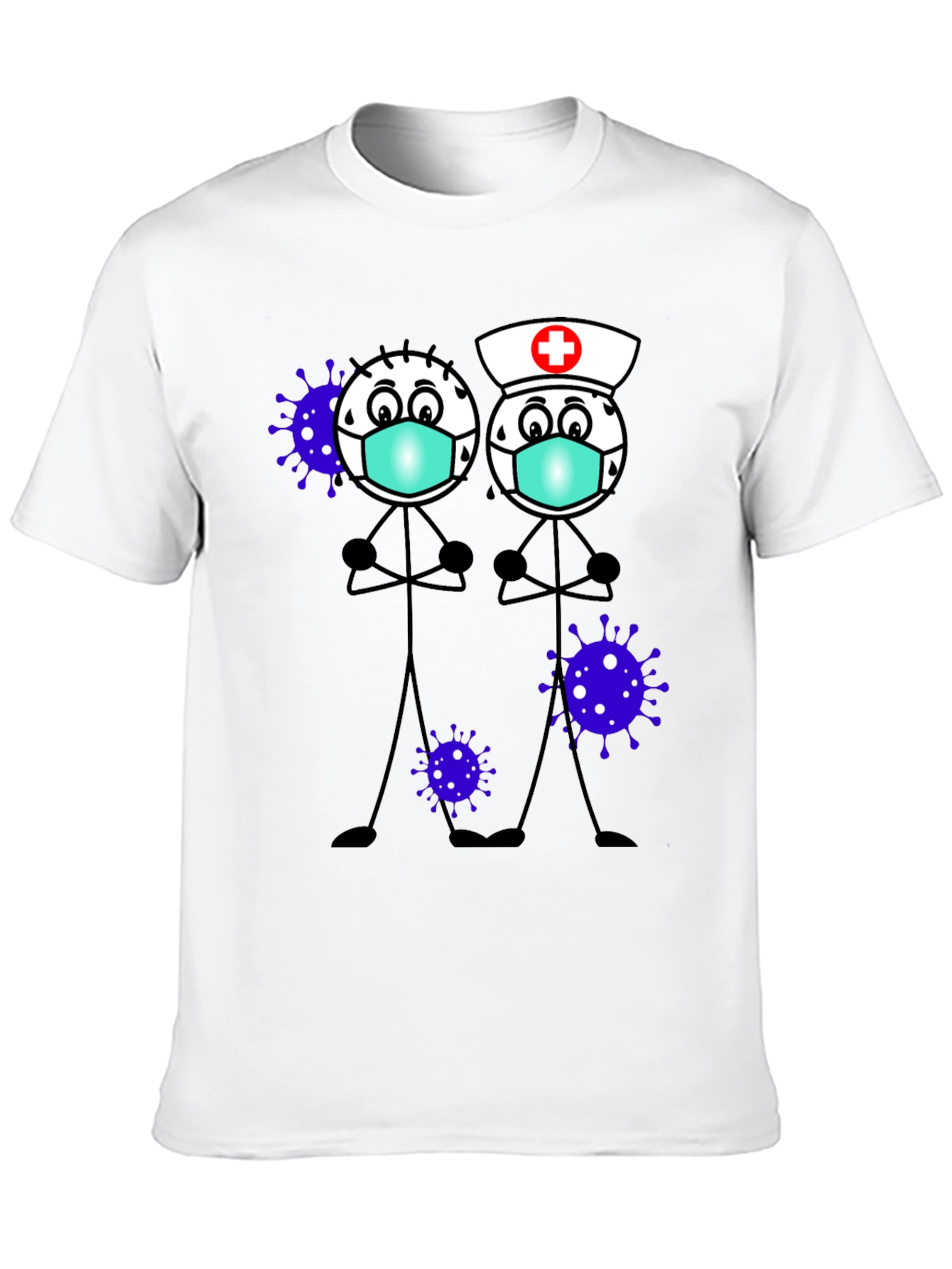 Black Cartoon Stick Figures with Mask T-Shirt view 10