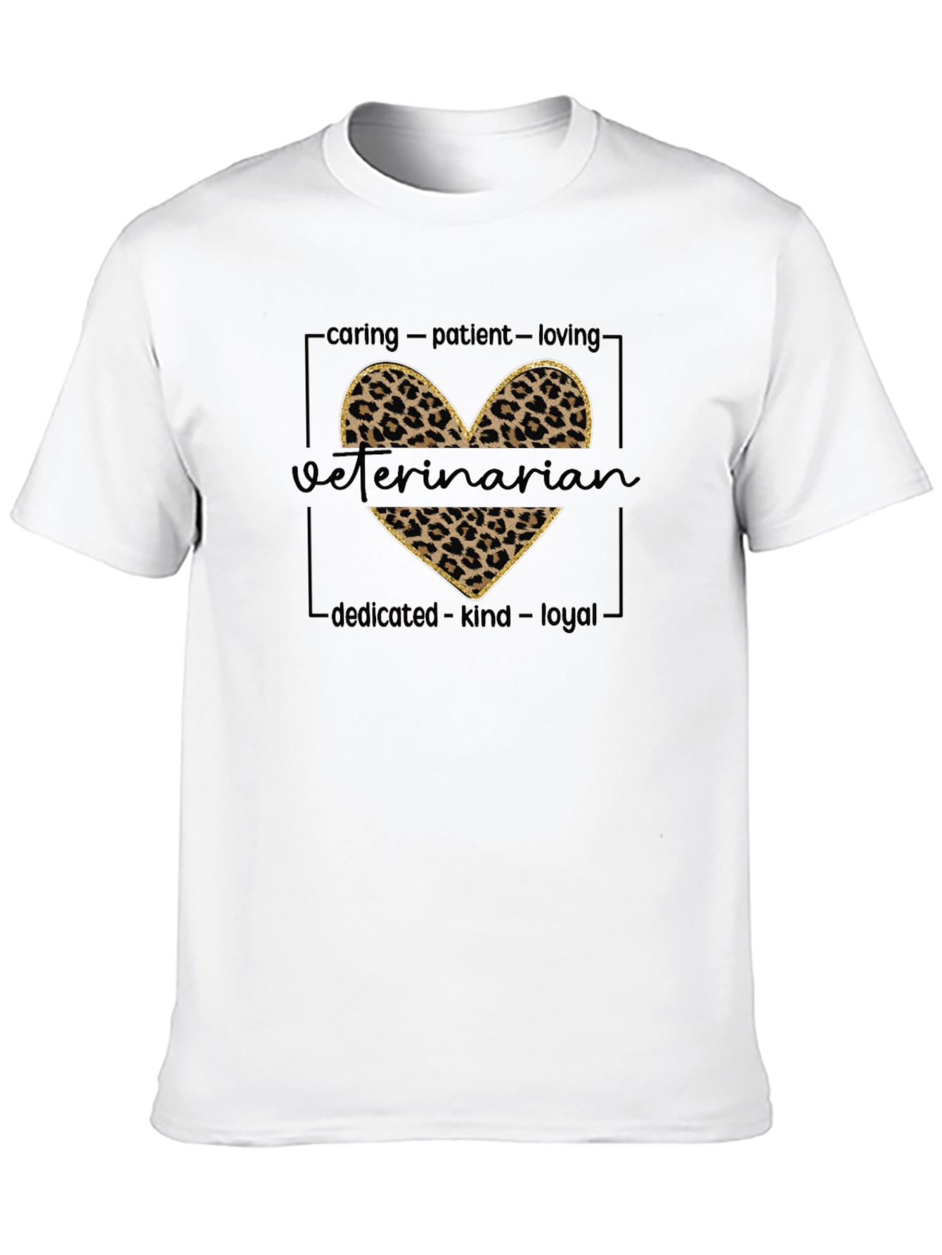 Black Veterinarian Leopard Print Heart T-Shirt view 10