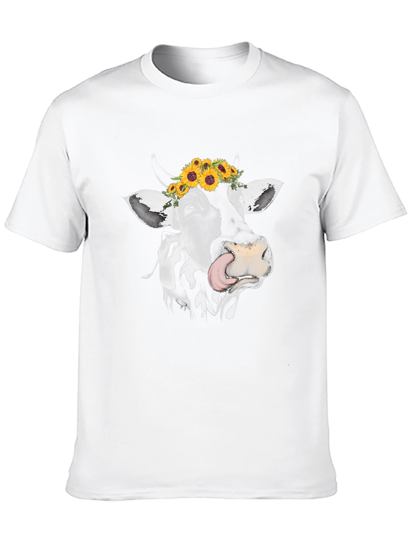 Black Cow with Sunflower Crown Graphic Tee view 10
