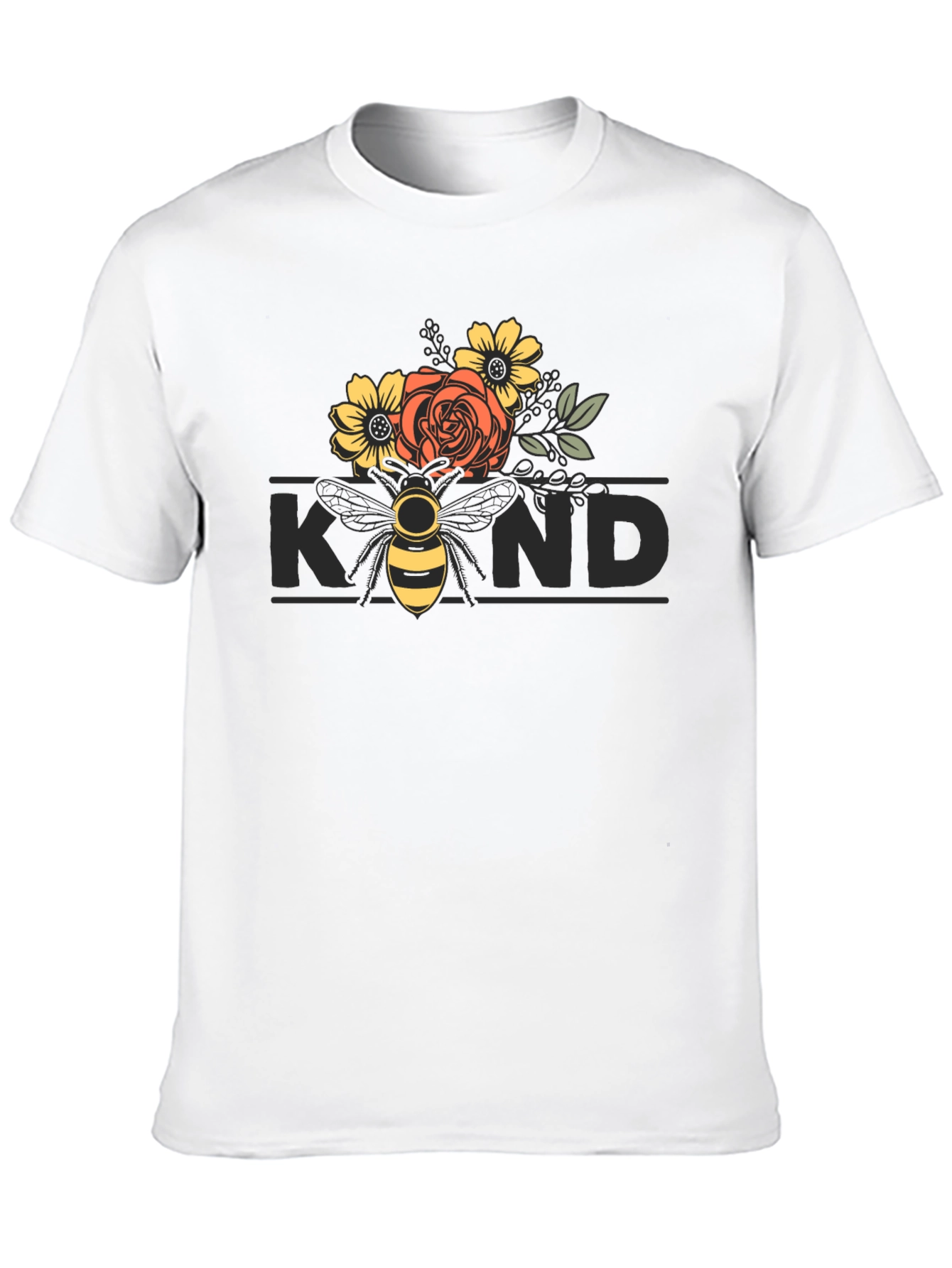 Black Floral Bee Kind T-Shirt - Black view 10