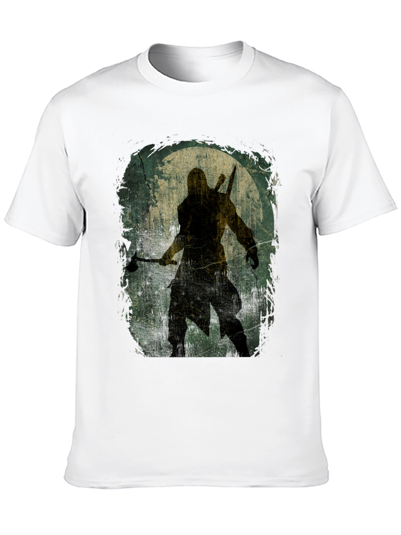 Black Warrior Silhouette Graphic Tee - Black Cotton T-Shirt view 10