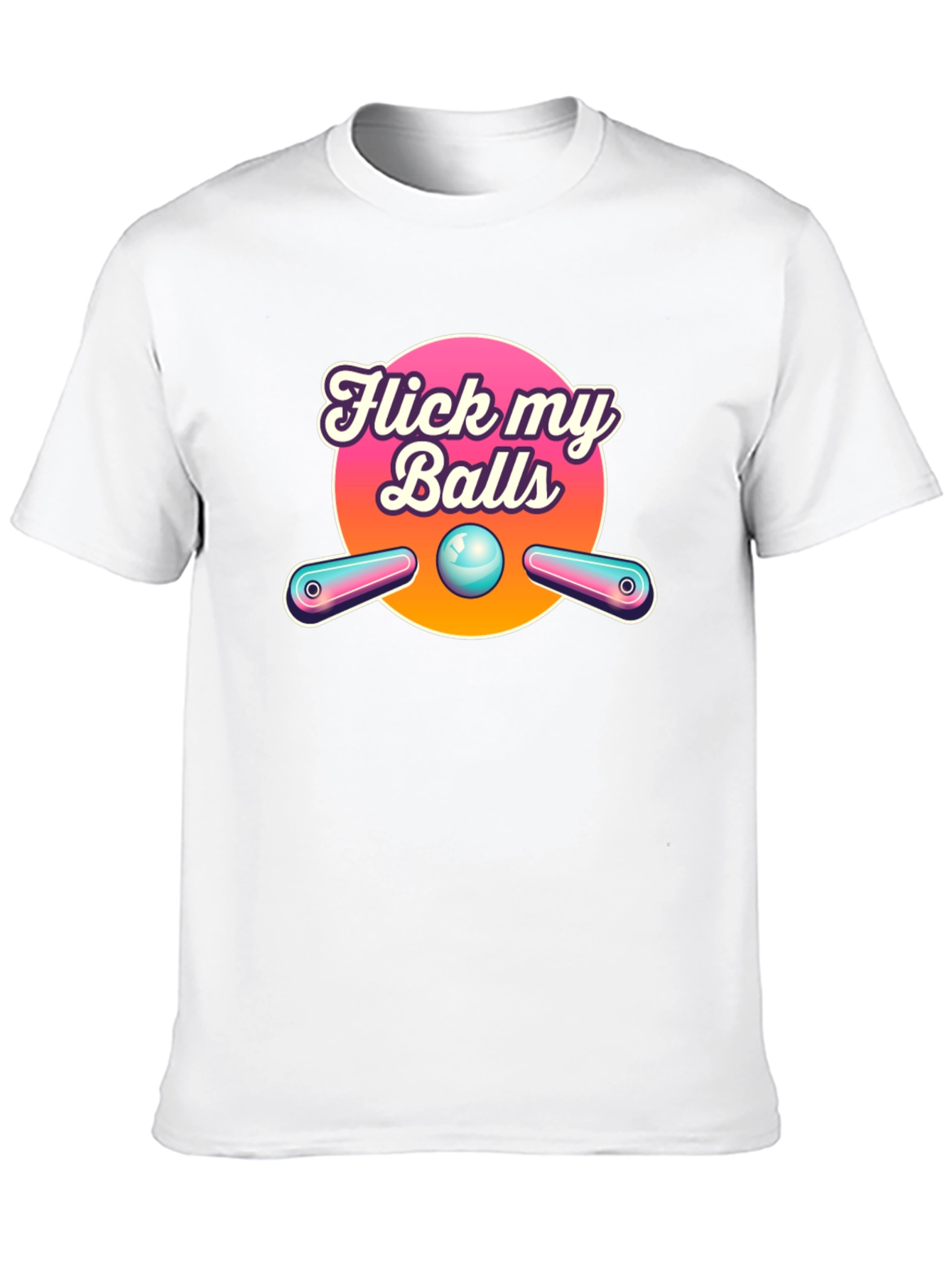 Black Flick My Balls Pinball T-Shirt - Funny Graphic Tee view 10