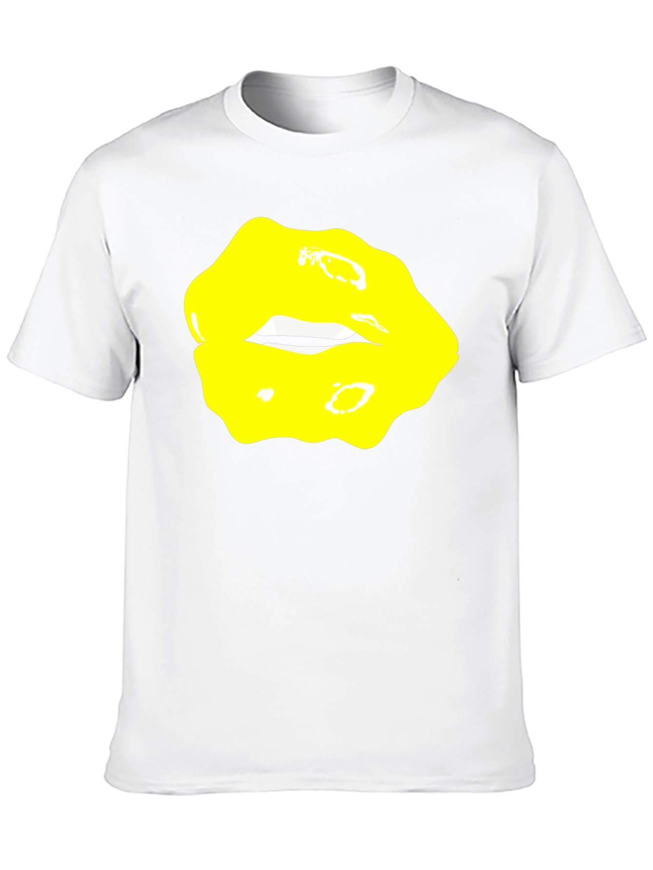 Black Yellow Lips Graphic Black Tee view 10