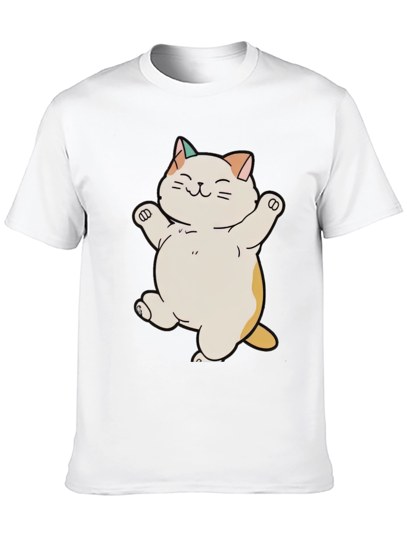 Black Cute Cat T-Shirt - Happy Cartoon Kitty Design view 10