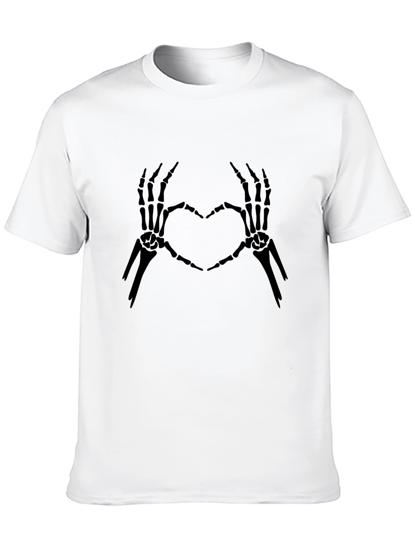 Black Skeleton Heart Hands Graphic Tee - Black Cotton view 10