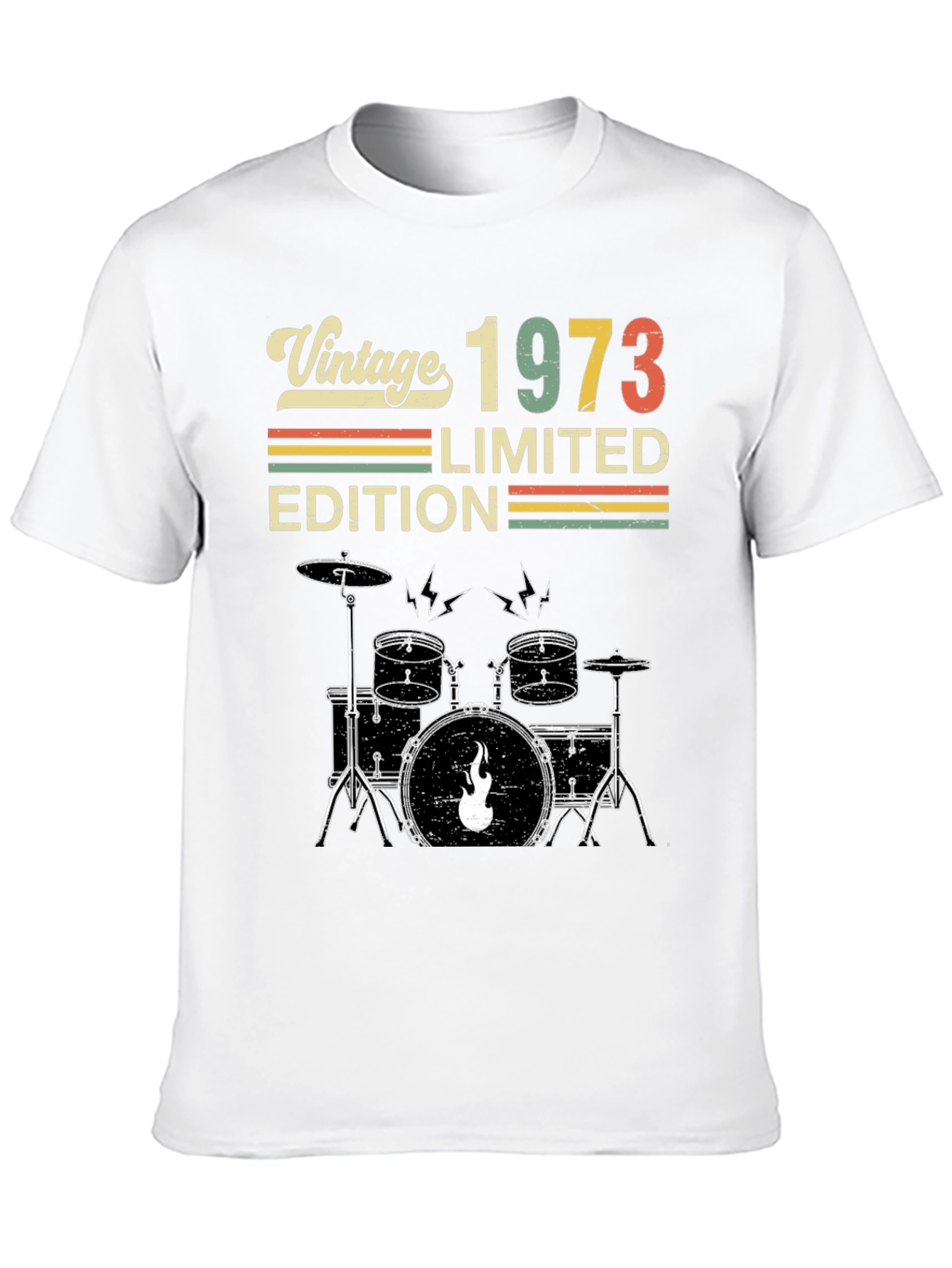 Black Vintage 1973 Limited Edition Drum Set Graphic Tee view 10