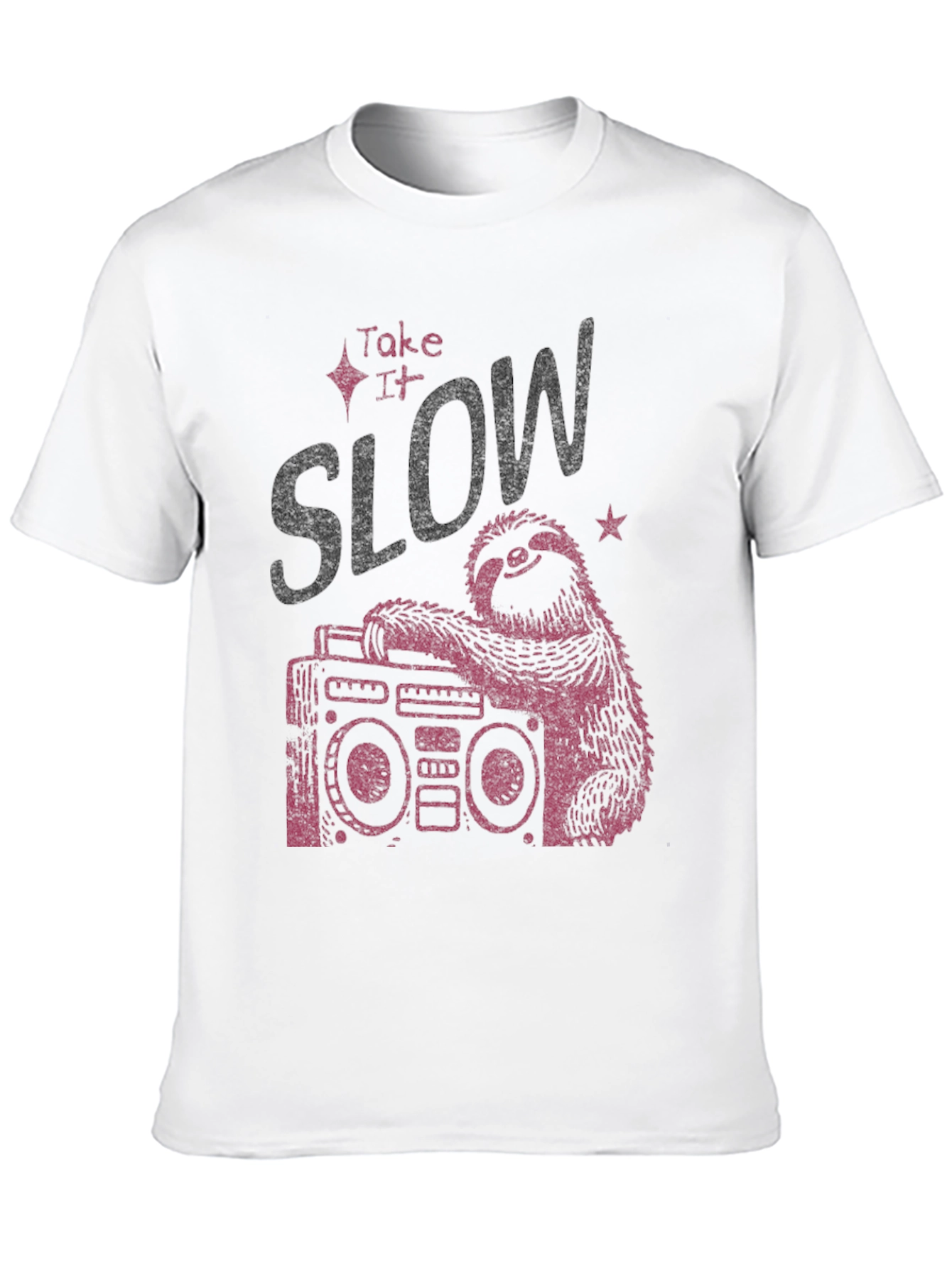 Black Take It Slow Sloth Boombox Graphic Tee view 10