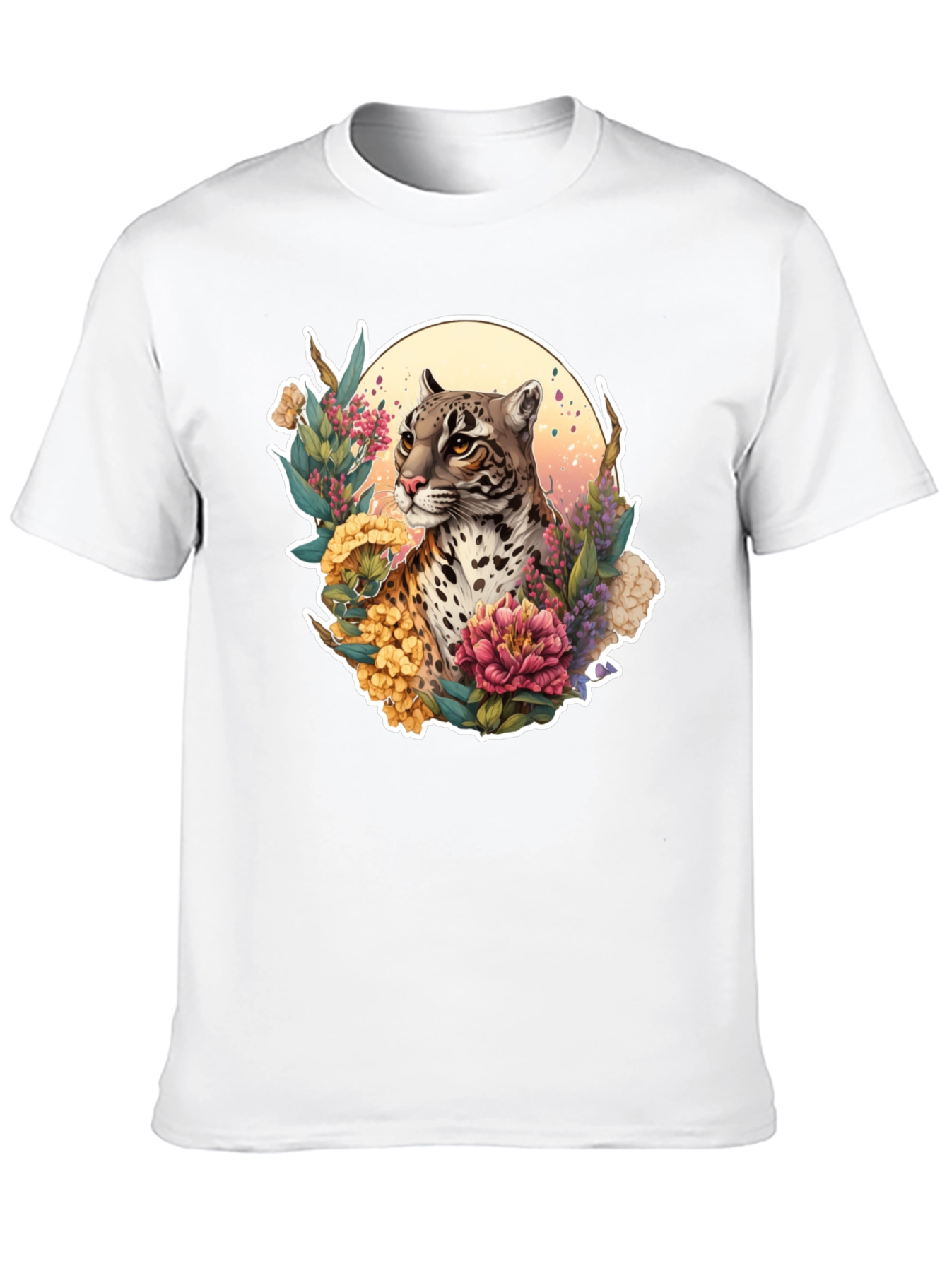 Black Ocelot Floral T-Shirt - Nature Inspired Design view 10