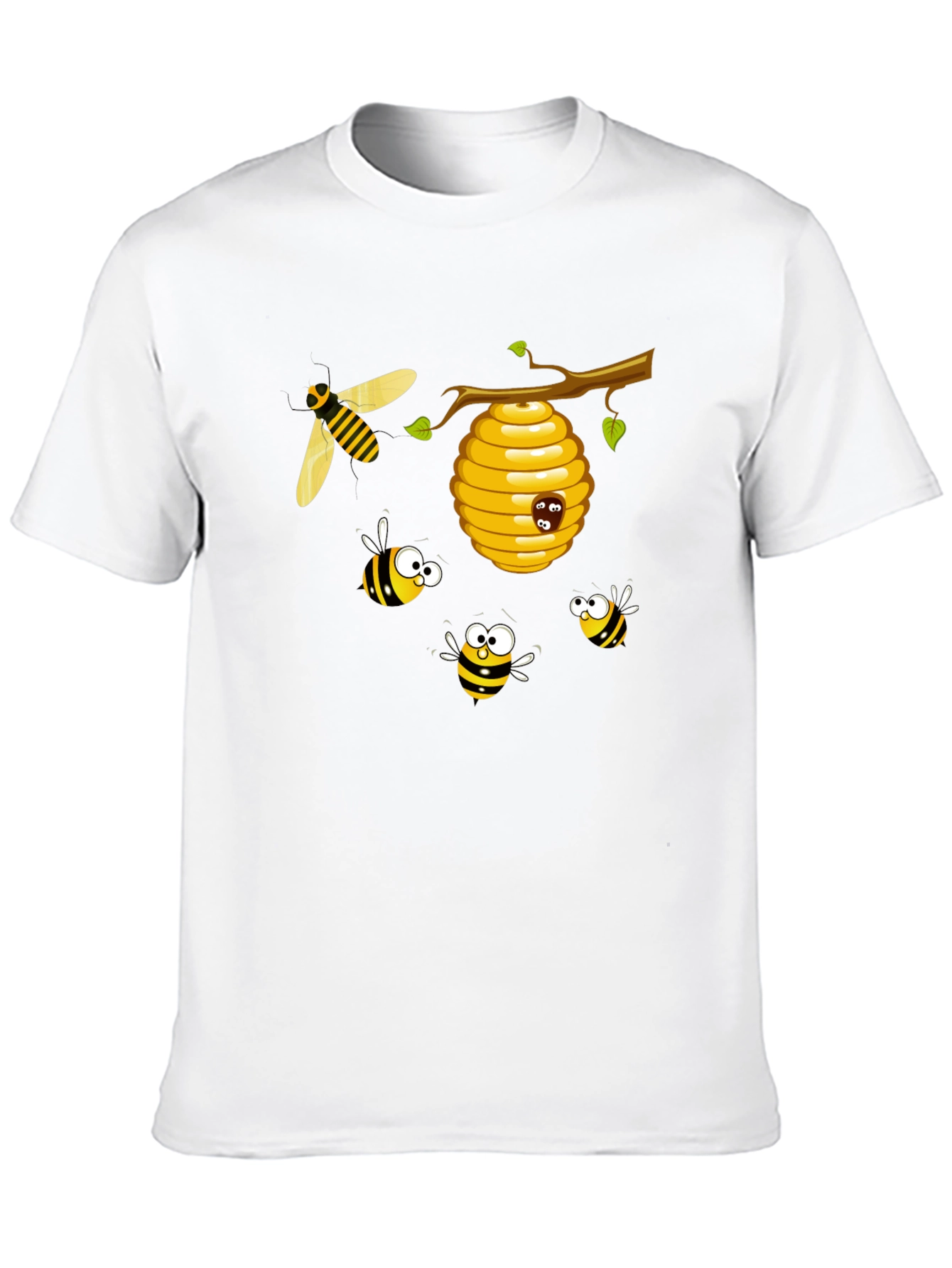 Black Cartoon Bees T-Shirt - Black Cotton Tee view 10