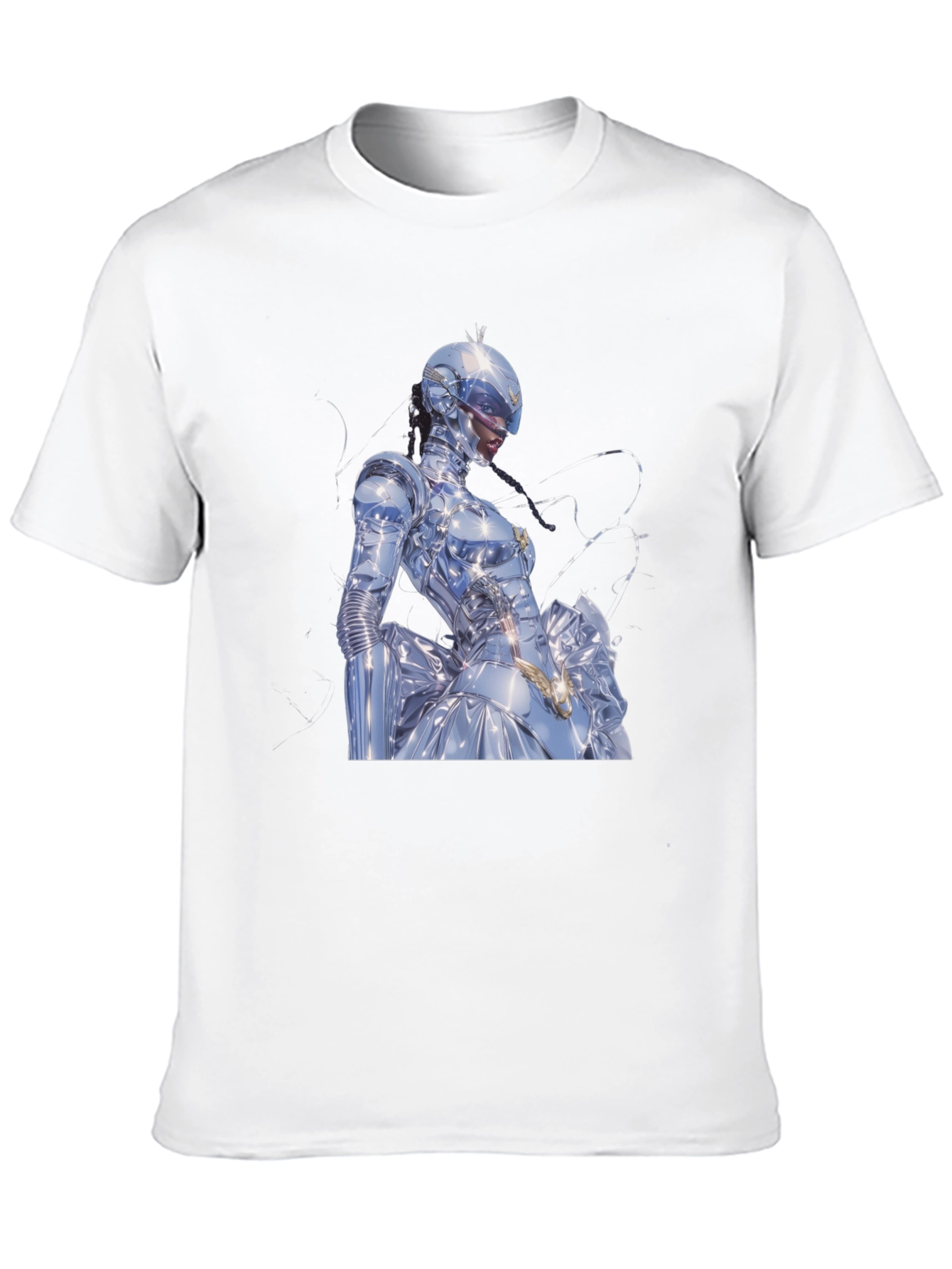 Black Futuristic Robot Woman T-Shirt view 10