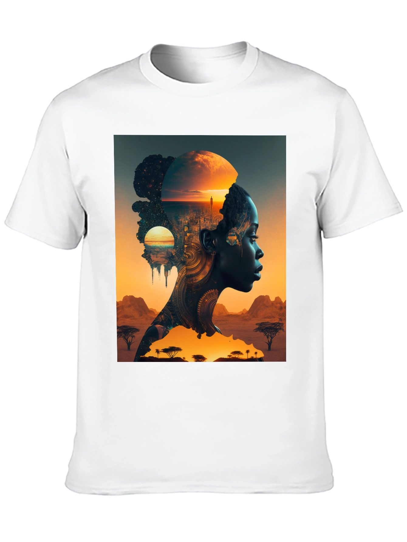 Black African Sunset Graphic T-Shirt view 10