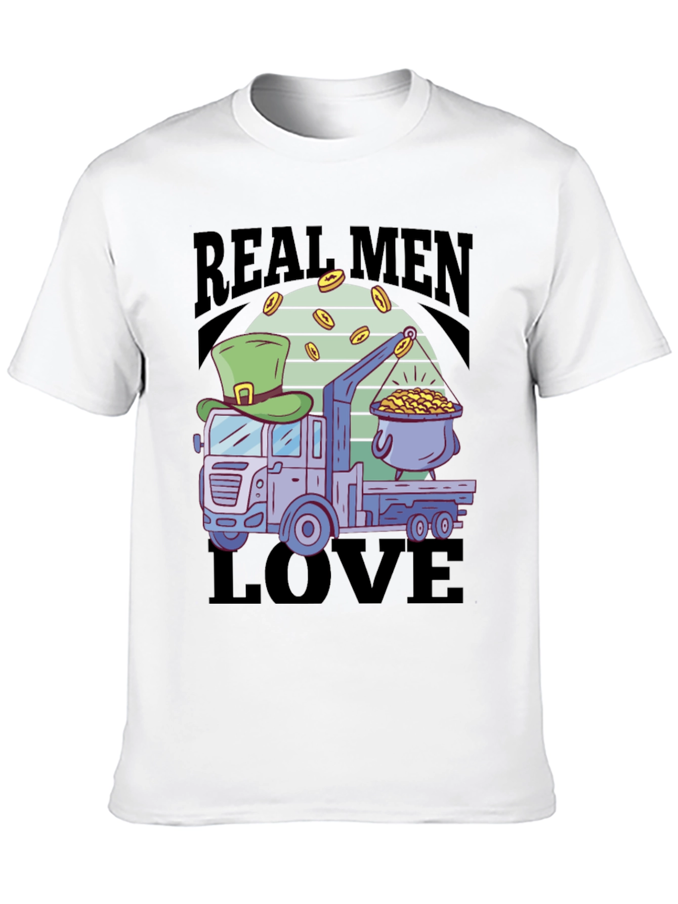 Black Real Men Love Trucks St. Patrick's Day T-Shirt view 10