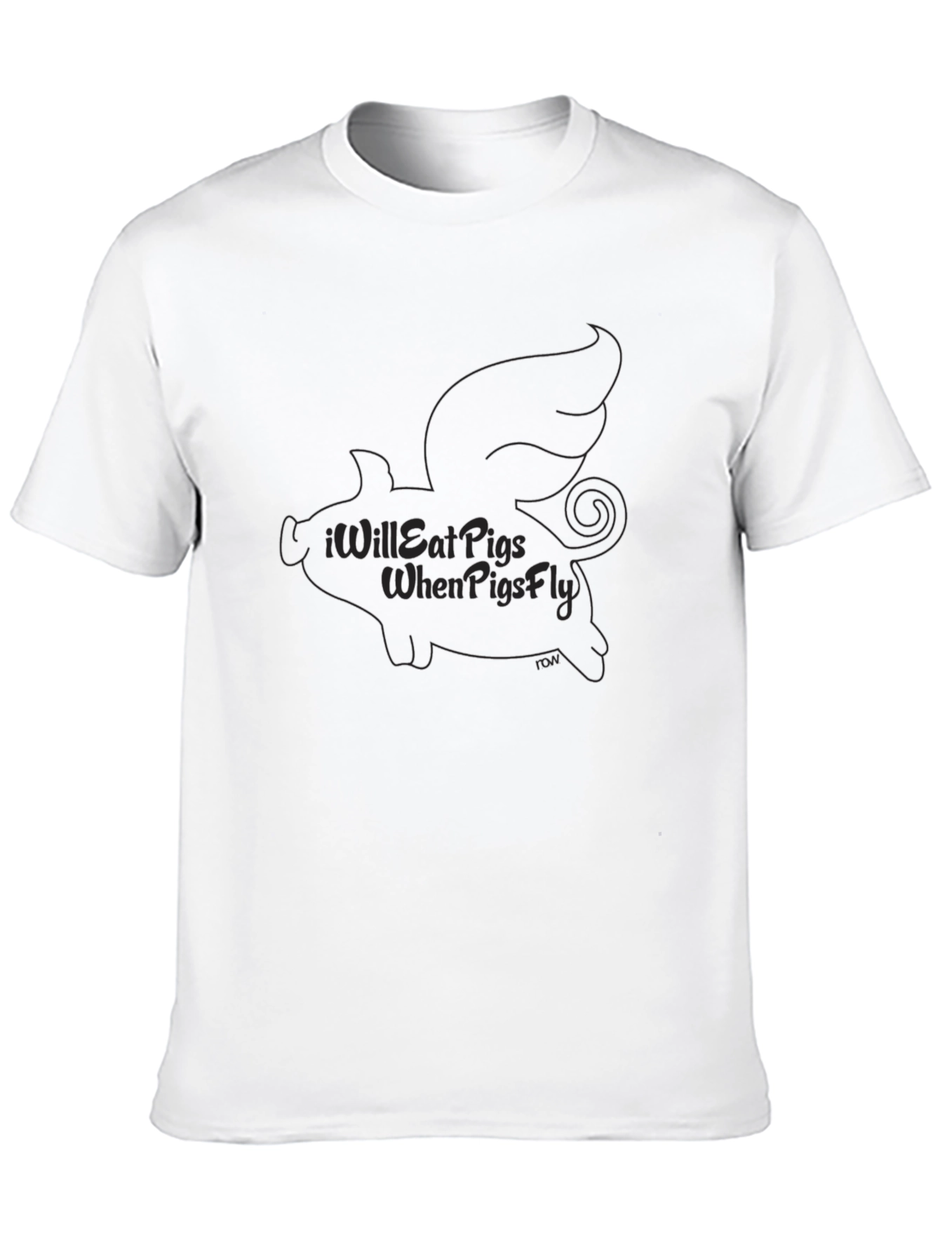 Black Funny "I Will Eat Pigs When Pigs Fly" Graphic Tee view 10