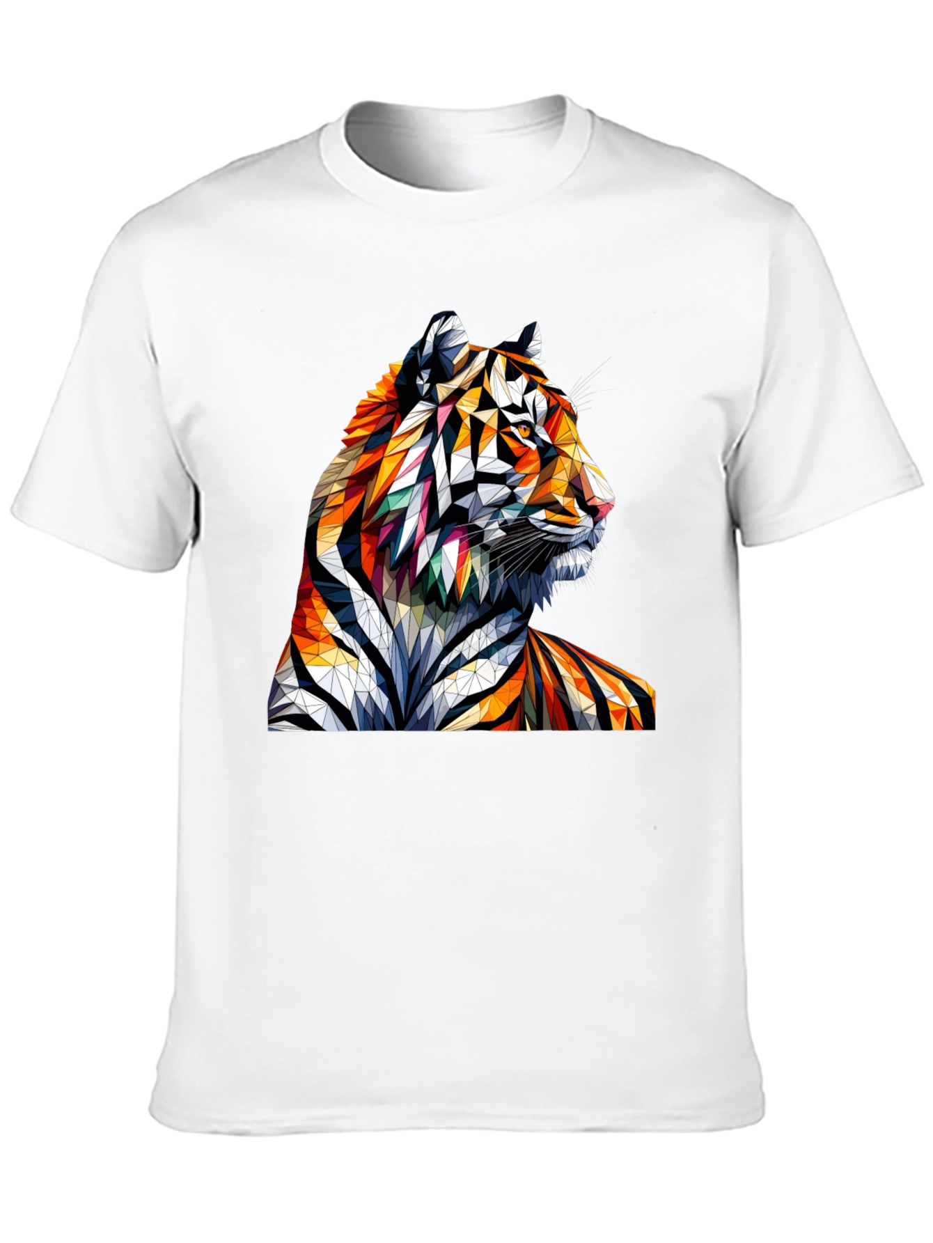 Black Geometric Tiger Graphic Tee - Unique Animal Art Shirt view 10