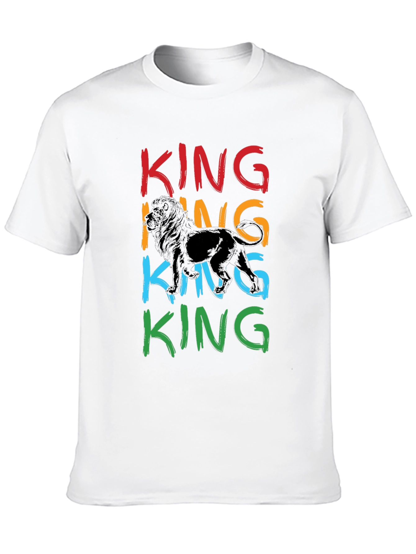 Black King Lion Graphic Print Men's T-Shirt view 10