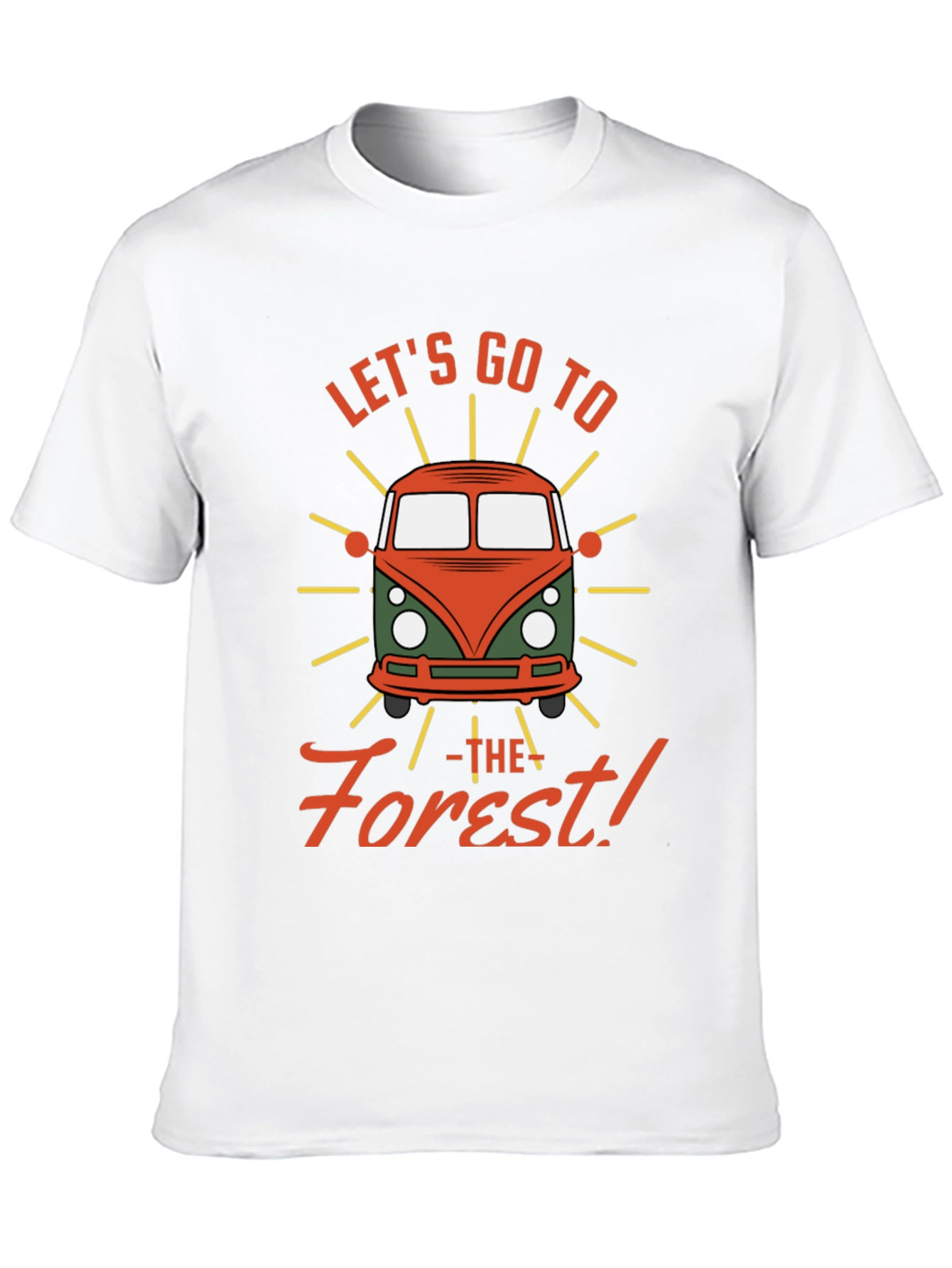 Black Let's Go to the Forest Retro Camper Van Graphic Tee view 10
