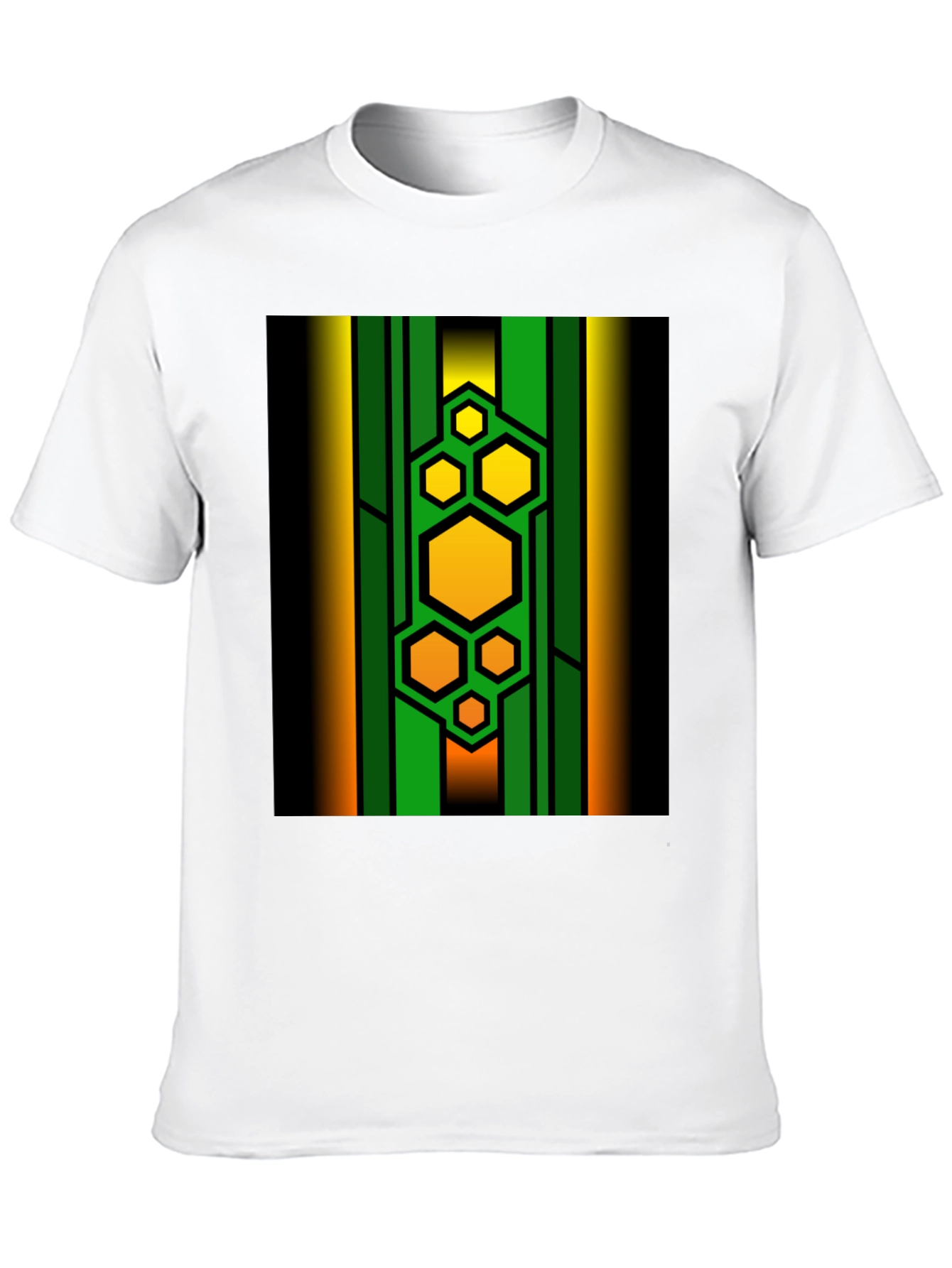 Black Geometric Hexagon Pattern T-Shirt view 10