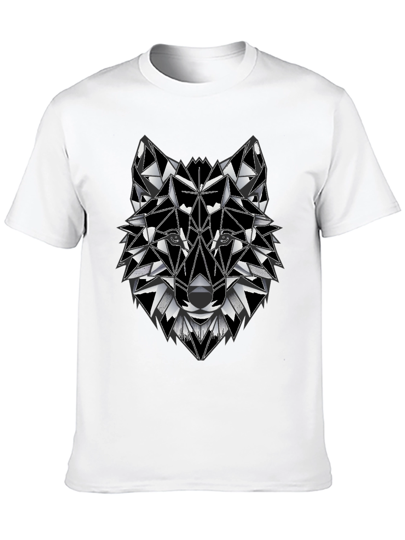 Black Geometric Wolf Graphic Tee - Stylish Men's T-Shirt view 10